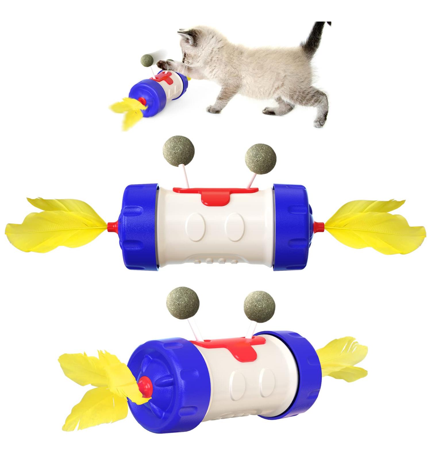 XIAOGO Cats Feather Toy - Interactive Moving Kitty Ball and Catnip Balls, Perfect Indoor Pet Supplies and Birthday Gift for Kittens - Buy Online on GoSupps.com