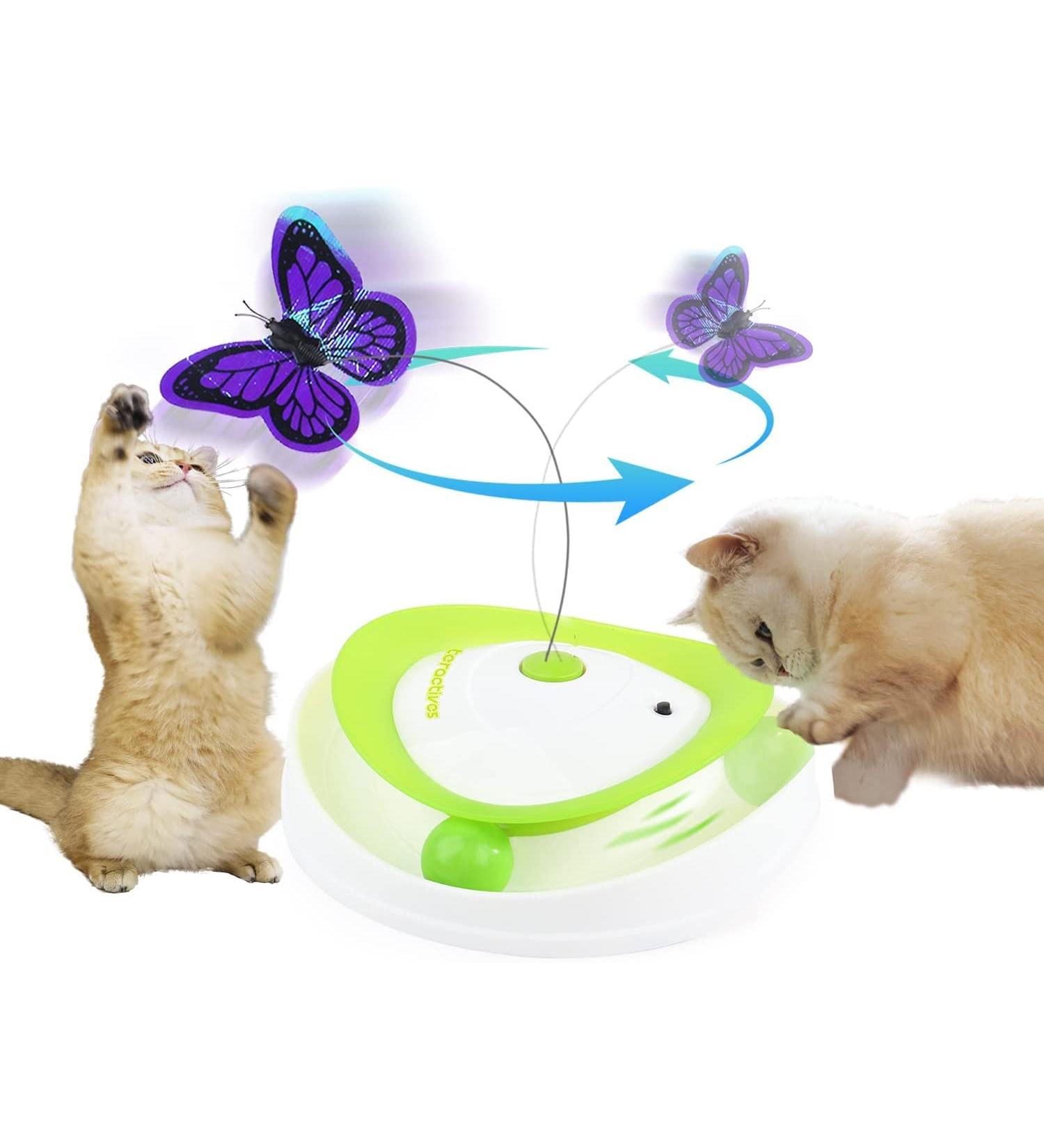 All for Paws 2 in 1 Interactive Cat Toy - Fluttering Butterfly & Rolling Balls - Automatic Indoor Kitten Spinner Toy - Buy Online on GoSupps.com