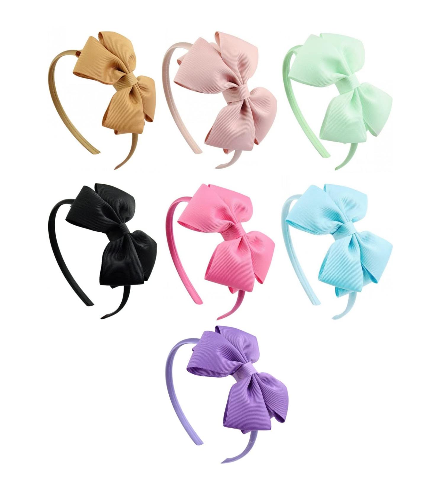 CCHAMP 7x Multicolor bow headbands for girls alice bands bowknot hairbands satin head bands for girls women kids birthday party favours giveaways gift present - Buy Online on GoSupps.com