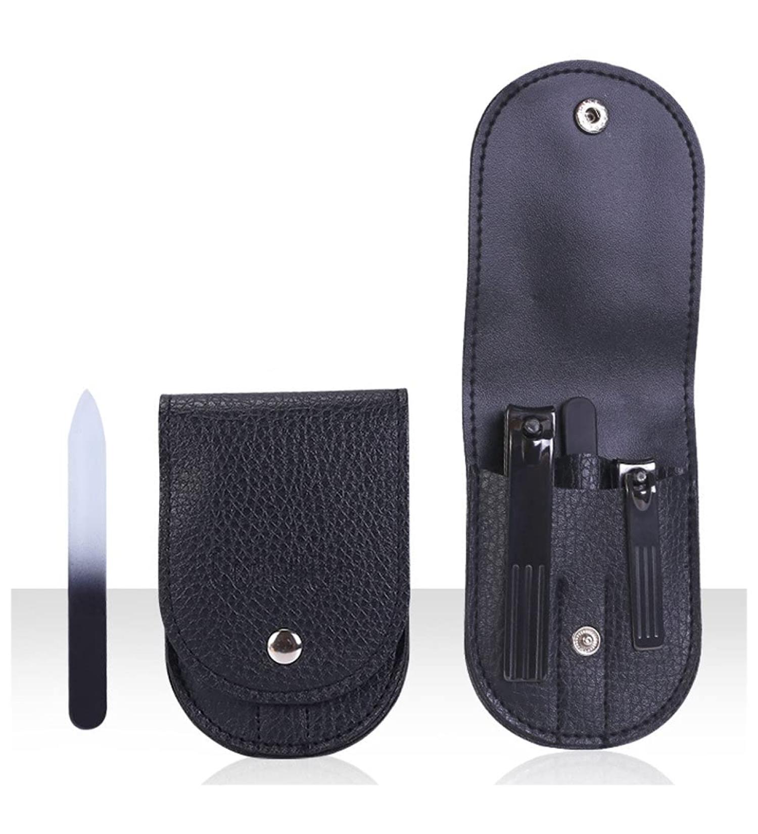 Nail Clippers Set Stainless Steel Nail Tools Built-in Nail File Portable Nail Clippers 3 Pieces Travel Travel Black - Buy Online on GoSupps.com