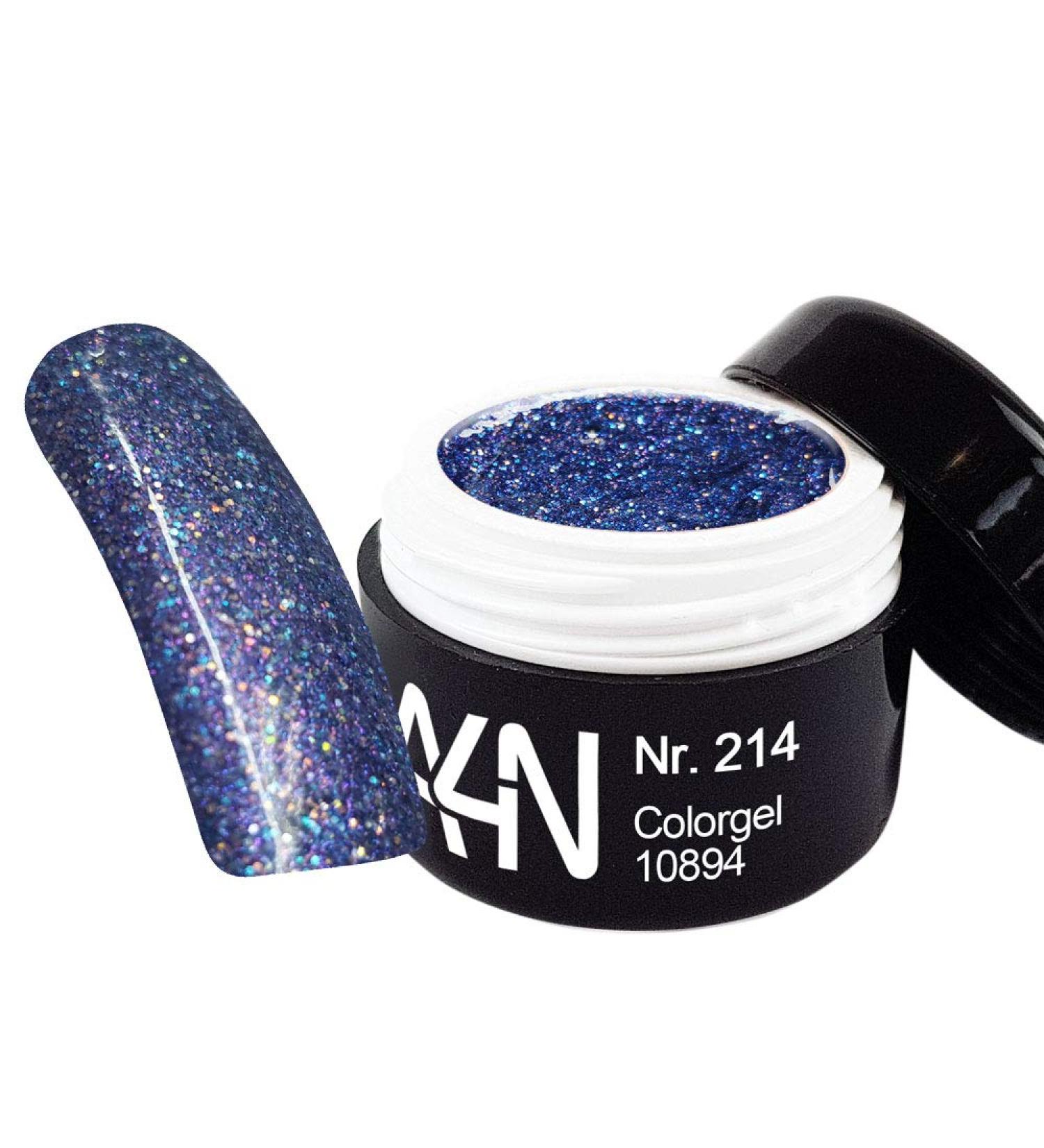 UV and LED Gel Colorgel Violet Multi No. 214 Glitter Violet purple sound with colorful glitter well-decent color gel for French and full cover suitable