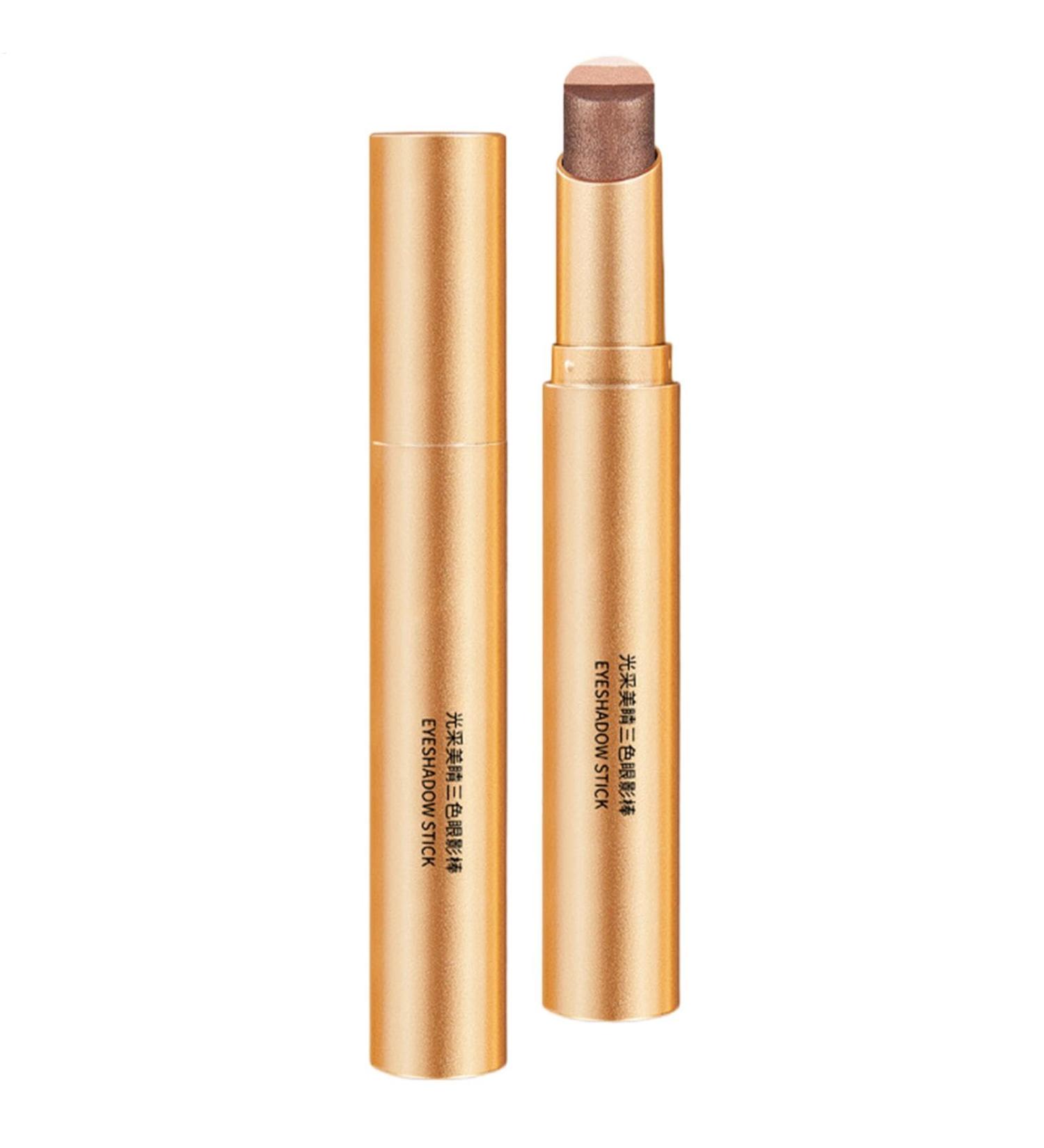 Shimmering Eyeshadow Stick - Waterproof 3-Color Cream Eyeshadow Sparkling Eye Makeup | Gradient Brown Eyeshadow for Women and Men One Stick - Buy Online on GoSupps.com