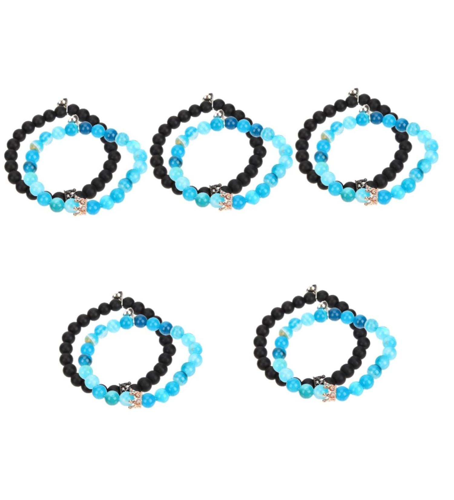 CALLARON 2 Pairs Matching Beaded His and Hers Magnetic for Couples Couple Distance Couples Wristbands Promise Mens Bangle Bracelet Valentine's Day Gift Alloy Wrist Chain Lovers Crown 7x6.5cmx5pcs As Shownx5pcs - Buy Online on GoSupps.com