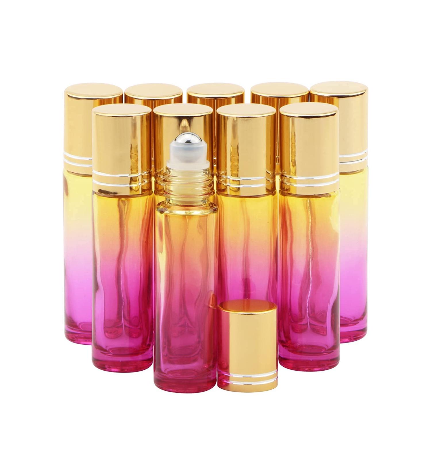 Rowiz 10pcs Essential Oils Roll on Bottles 10ml Refillable Empty Glass Rollerball Bottles with Golden Cap Perfect for Homemade Perfume Fragrance Aromatherapy Oils Yellow Rose Gradient - Buy Online on GoSupps.com