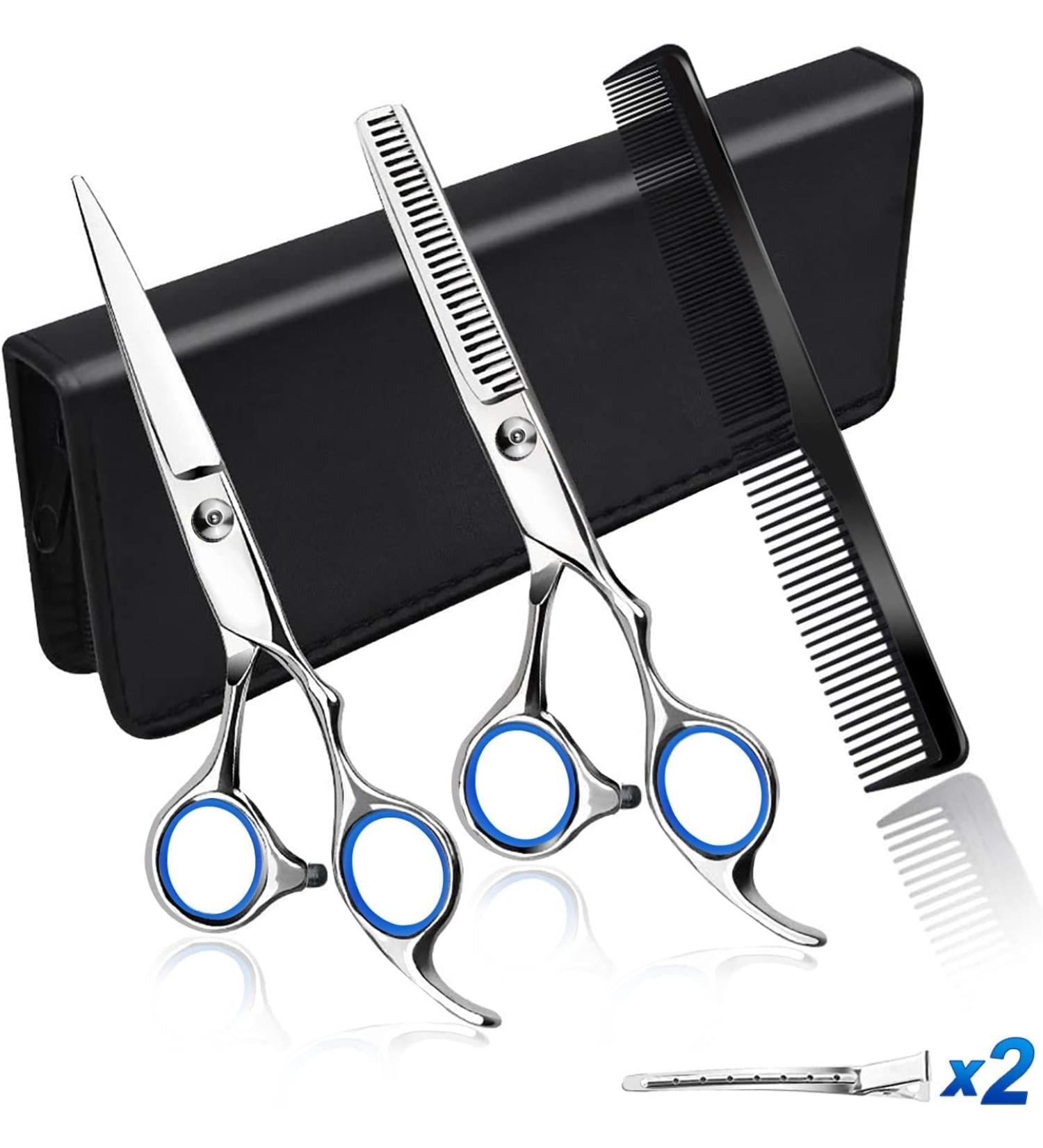 NWOUIIAY Professional Hair Scissors Set - 6.7 Inch Stainless Steel Hairdressing Scissors & Thinning Shears for Precise Haircuts - International Shipping Available - Buy Online on GoSupps.com