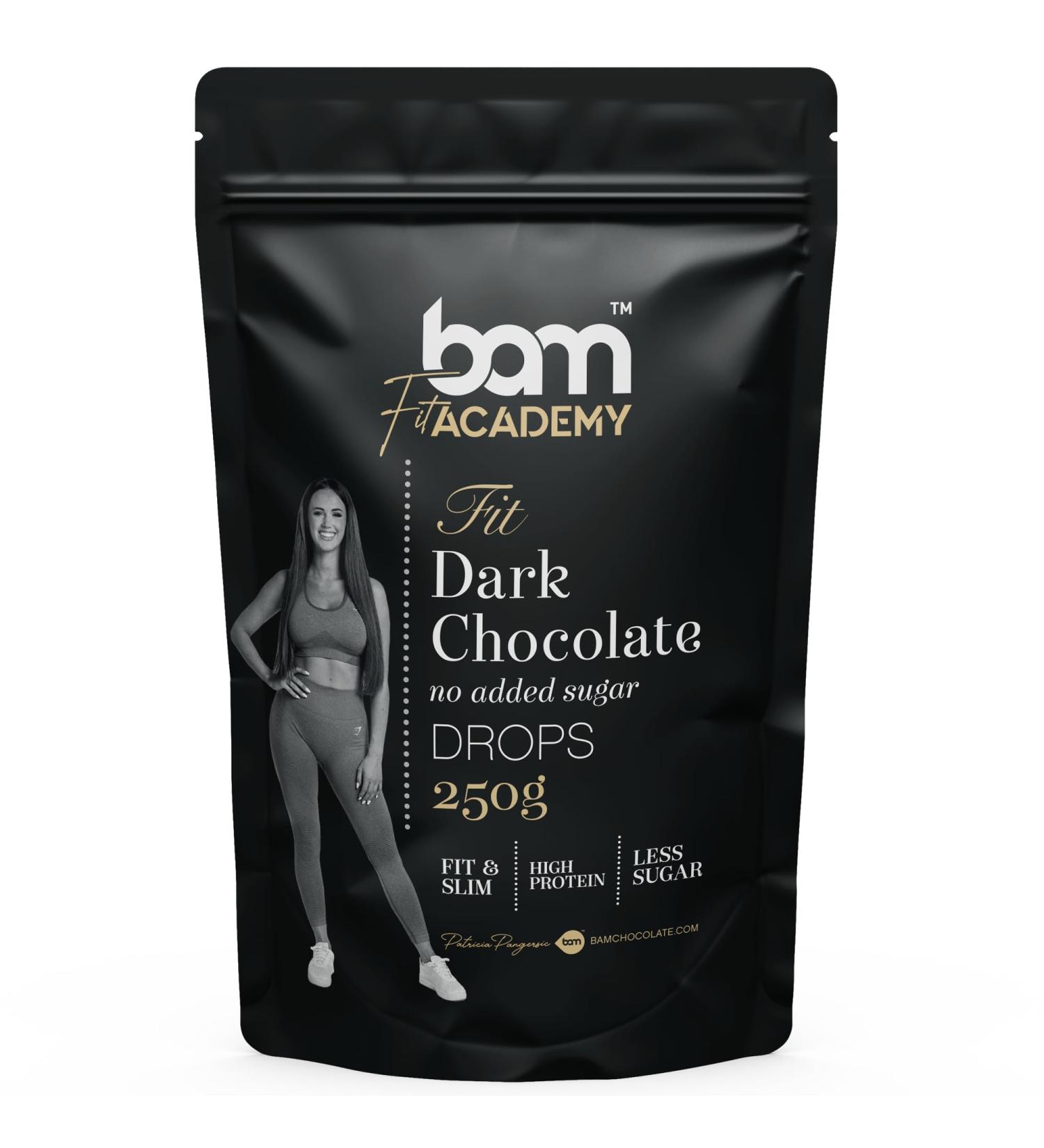 BAM Dark Chocolate Drops No Added Sugar Cookies Melting Chips Homemade and Professional Baking 250 Grams - Buy Online on GoSupps.com