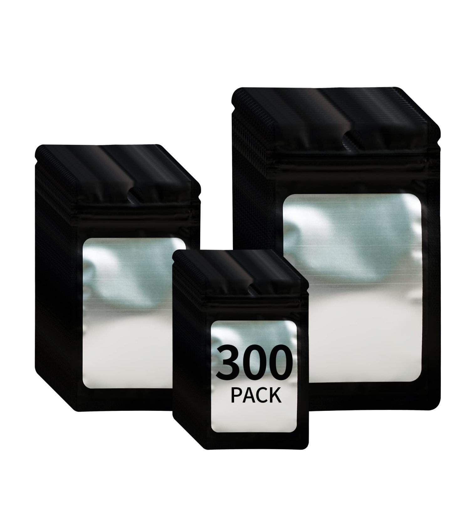 300 Pack 3 Sizes Resealable Mylar Holographic Ziplock Bags Food Storage Smell Proof Bags with Front Window Packaging Pouch for Cookies Sample Jewelry Snack (Black 3 x 4.7 inch 4 x 6 inch 4.7 x 7.9 inch) - Buy Online on GoSupps.com