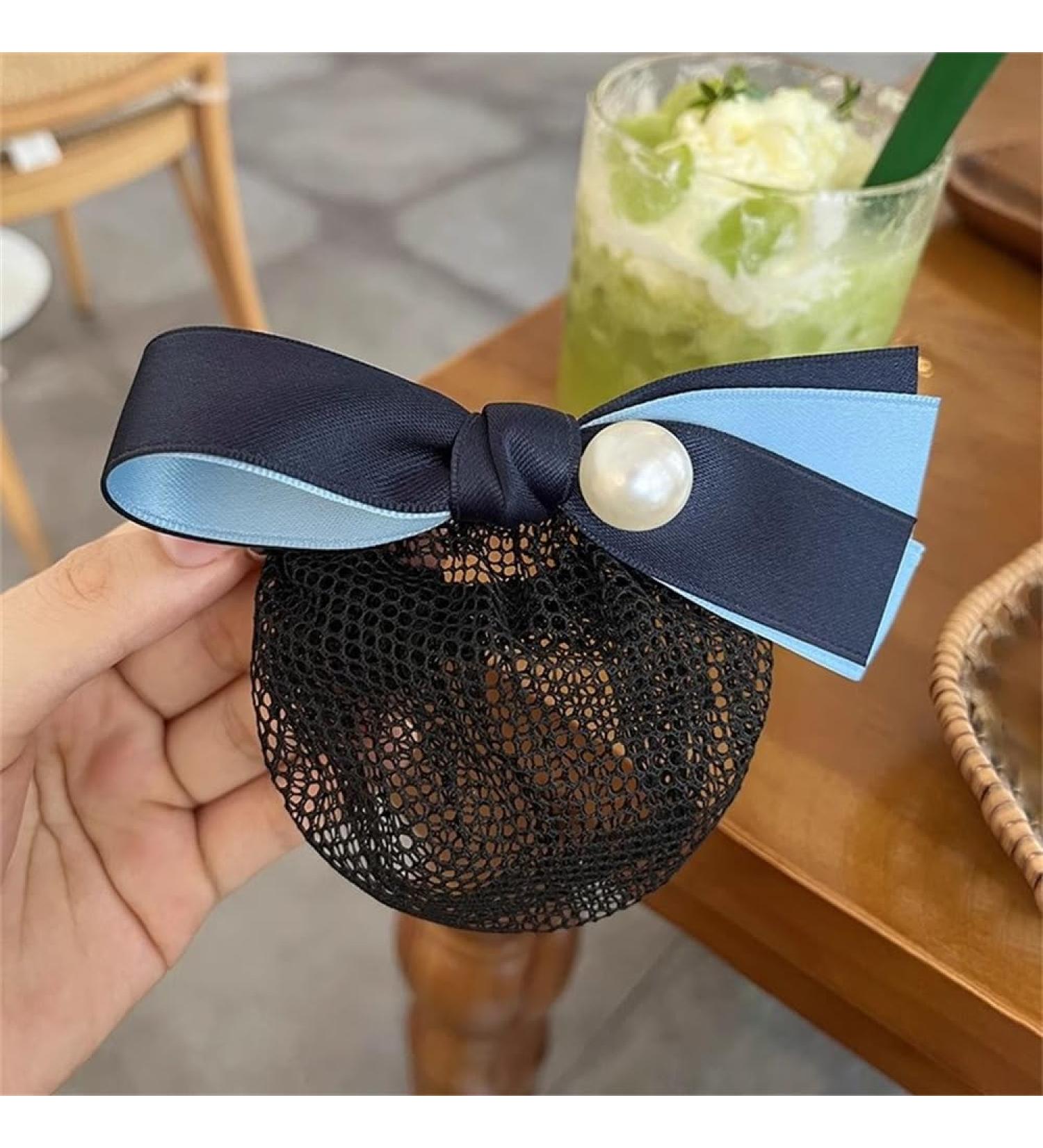 Women Bun Net Female Nurse Hair Net Stewardess Waitress Plate Hair Net(Blue Style 2)