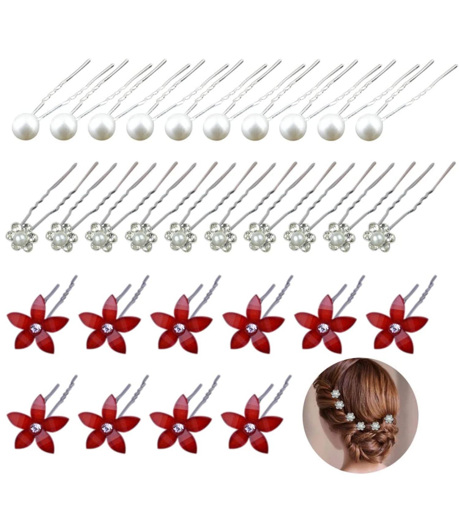 SIOPPKI Wedding Hair Pins - 30pcs U Shape Diamond Hair Accessories for Weddings Evenings Birthdays & Daily Use - Buy Online on GoSupps.com