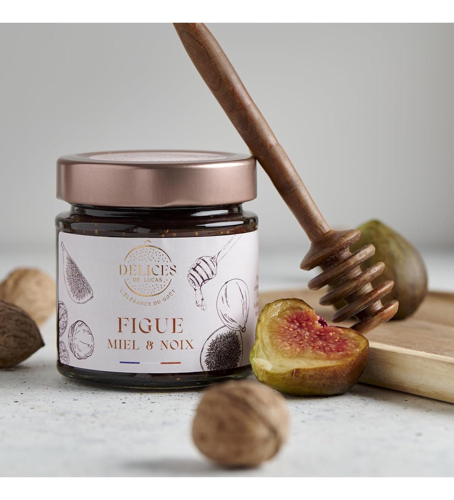 O D lices de Lucas D lices de Lucas Fig Honey & Nut Jam 60% Fruits Handcrafted and Made in France Glass Jar 230 g French Gastronomy - Buy Online on GoSupps.com