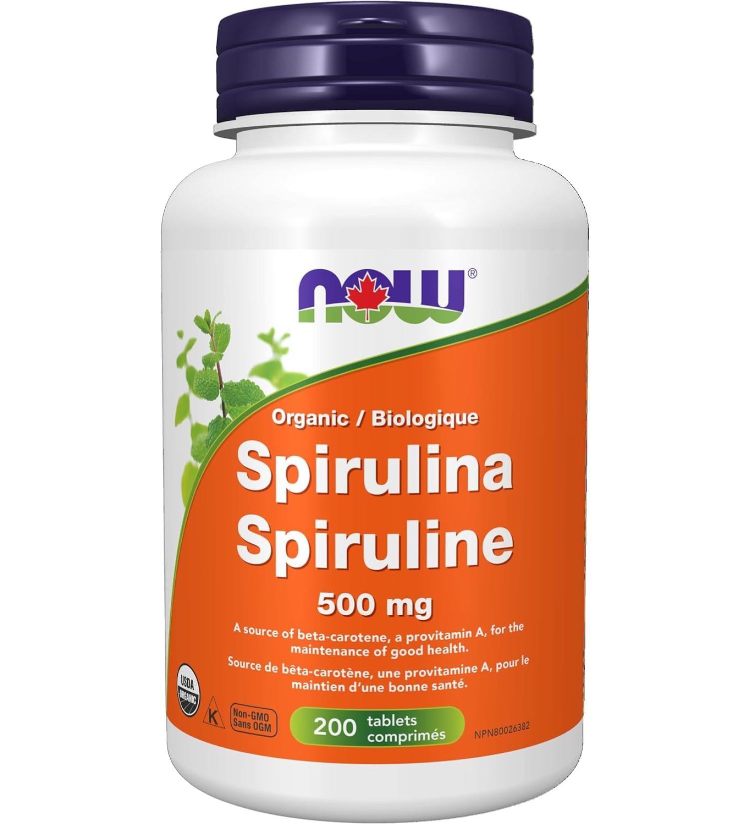 NOW Supplements Organic Spirulina 500mg Tablets 200 Count - Buy Online on GoSupps.com