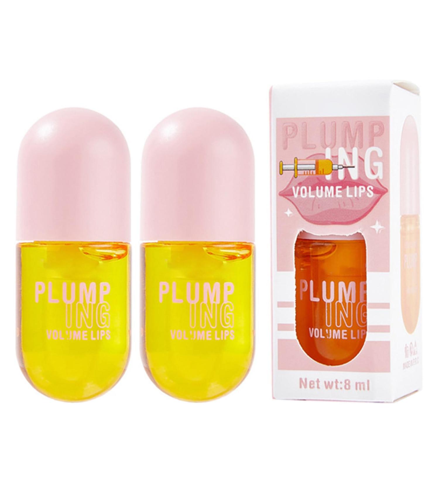Plumping & Hydrating Lip Oil Duo with Ginger Essential Oil 8ml - For a Daily Natural Shine Non-Sticky Feel Yellow One Size One Size Yellow - Buy Online on GoSupps.com