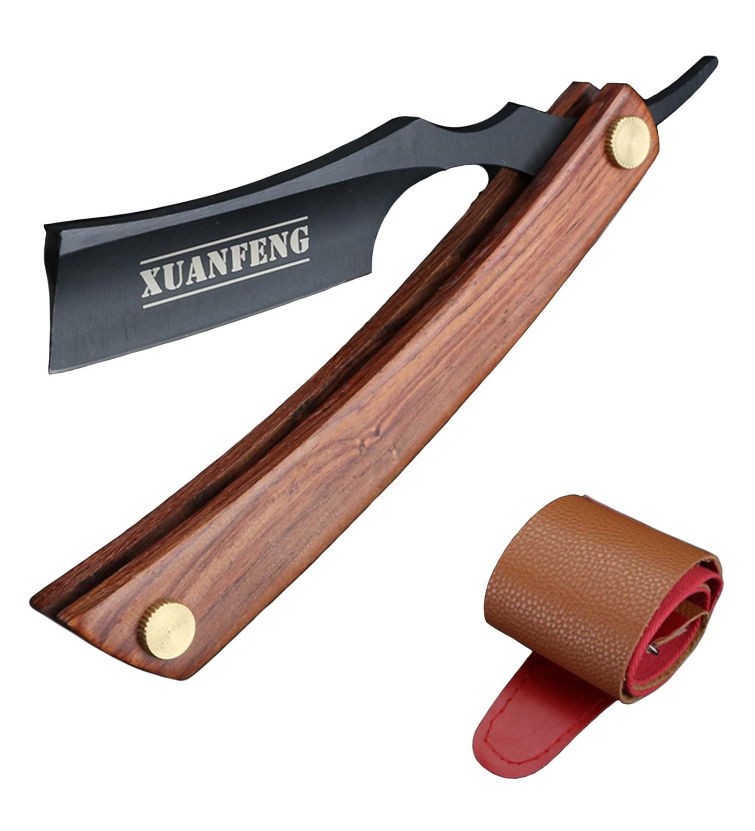 Fbrerurt Barber Razor for Straight Shave - Premium Wet Shaving Set for Men | Sharply Ground Blade & Classic Hairdresser Gift in Black - Buy Online on GoSupps.com