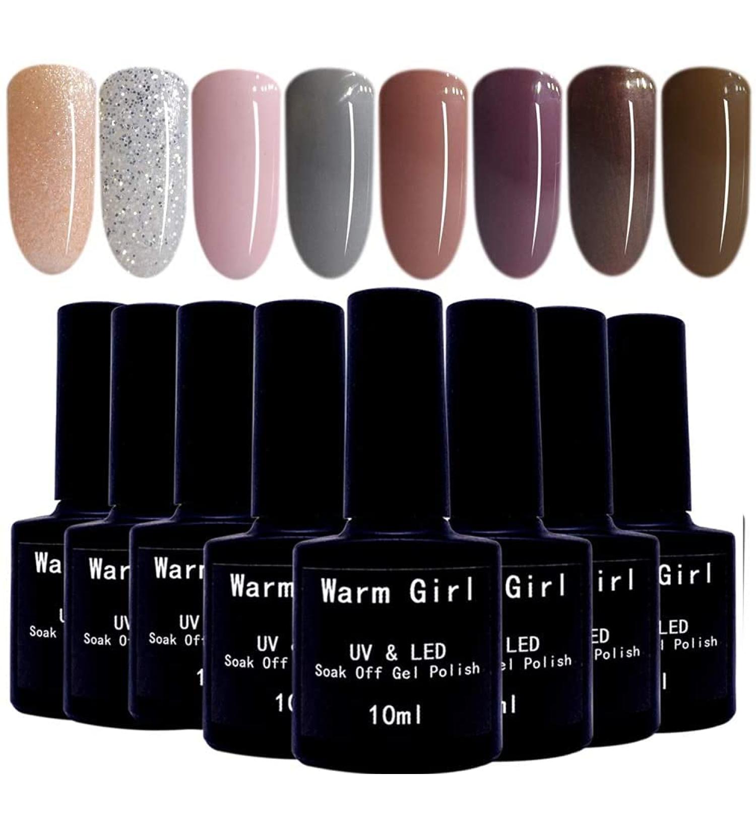 Warm Girl UV Gel Nail Polish 8 Colors Dark Shade Understated Elegance Colors - Soak Off Home Gel Manicure Set 10ml Each - Buy Online on GoSupps.com