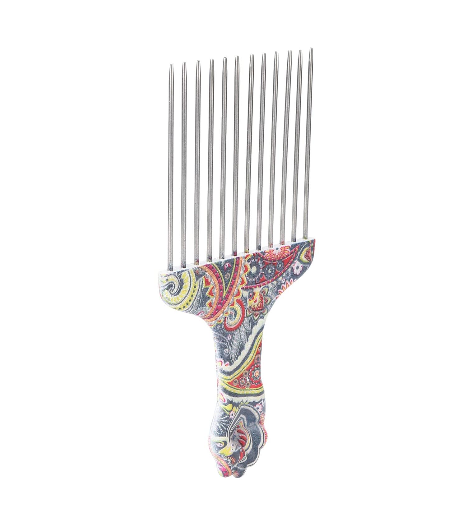 TYTOGE Hair Pick Comb Professional Afro Stainless Steel Detangle Hair Pick Comb for Curly Hair Styling (waist flower K4) - Buy Online on GoSupps.com