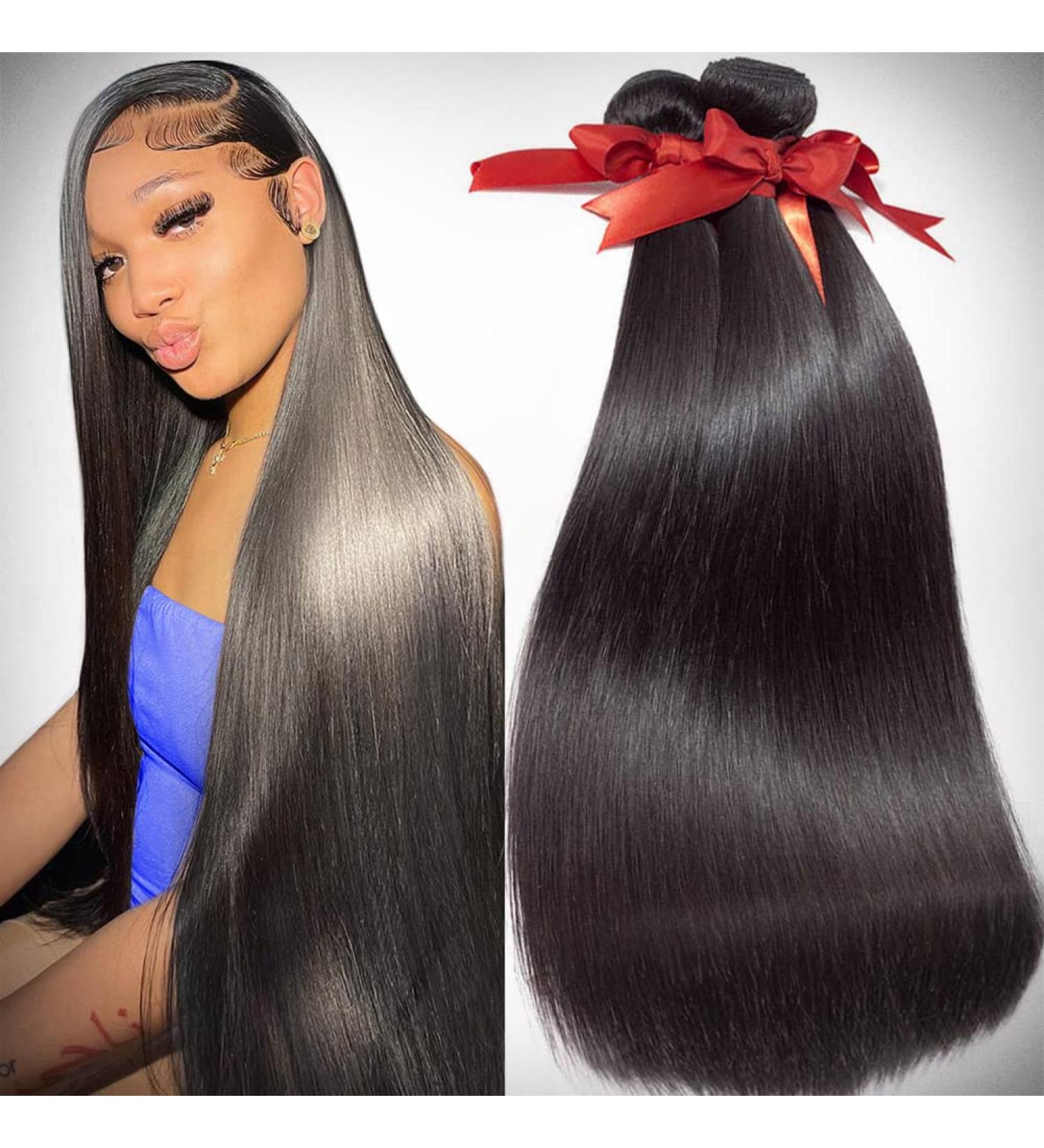 TREYONCE Brazilian Straight Hair Bundles - 100% Human Hair 3 Bundles - 10A Unprocessed Weave Extensions (14 16 18 Black) - Buy Online on GoSupps.com