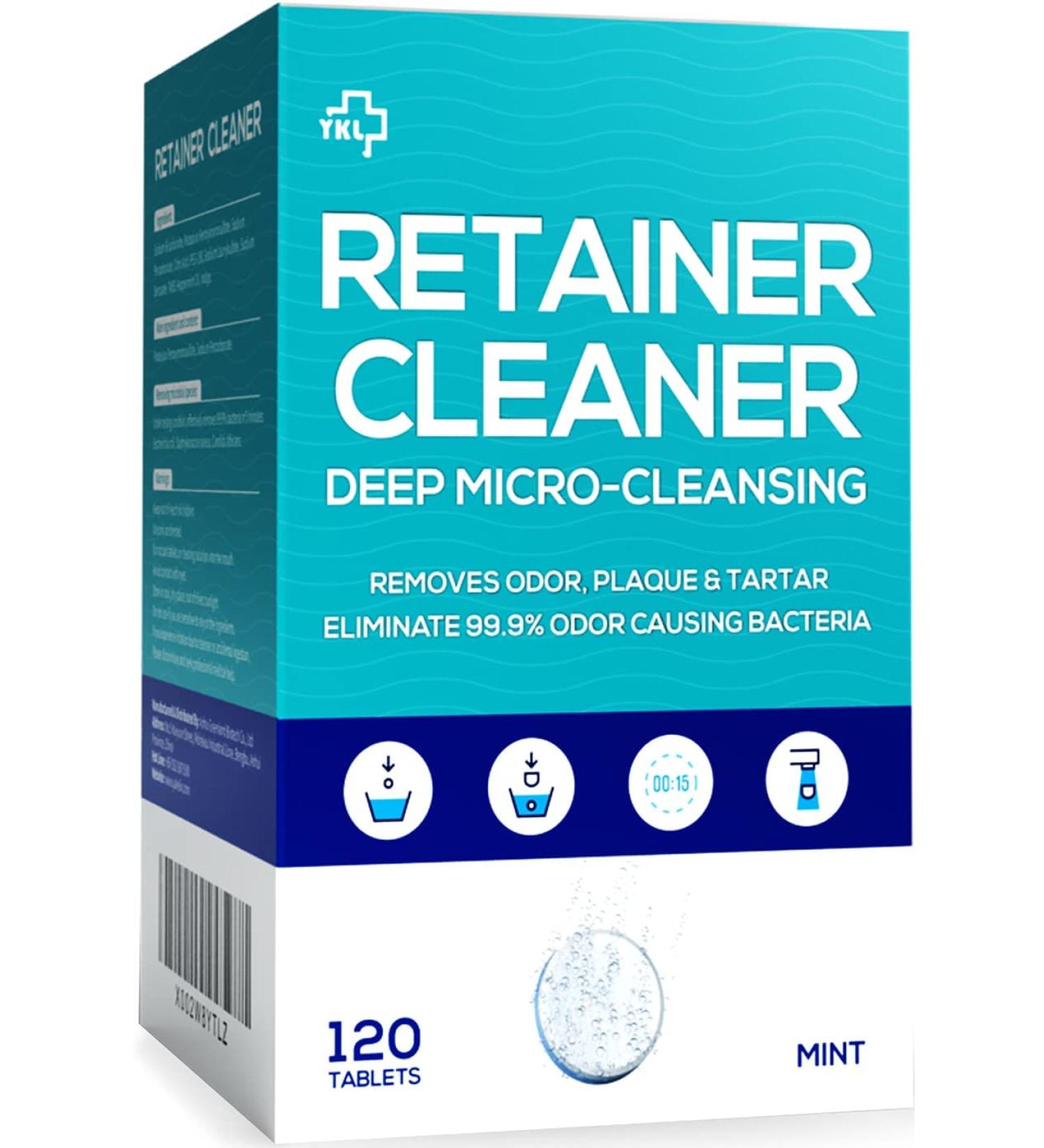 Retainer & Denture Cleaner Tablets 120 Pcs - Removes Stains & Plaque, Mint Flavor - 4 Months Supply for Retainers, Dentures, Night Guards, Mouth Guards - Buy Online on GoSupps.com