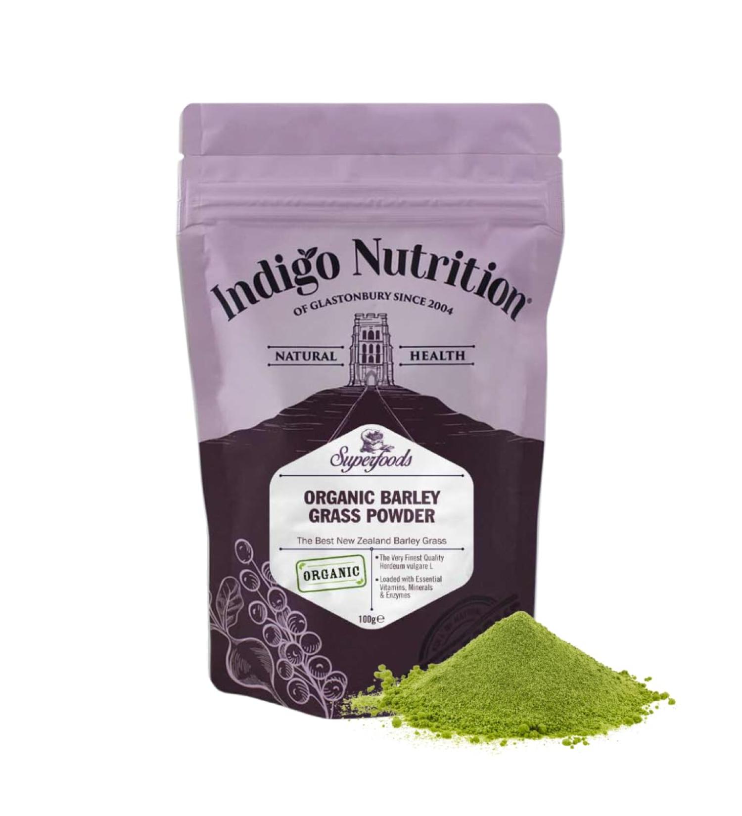Organic New Zealand Barley Grass Powder 100g - Indigo Herbs (Pack of 1) - Buy Online on GoSupps.com