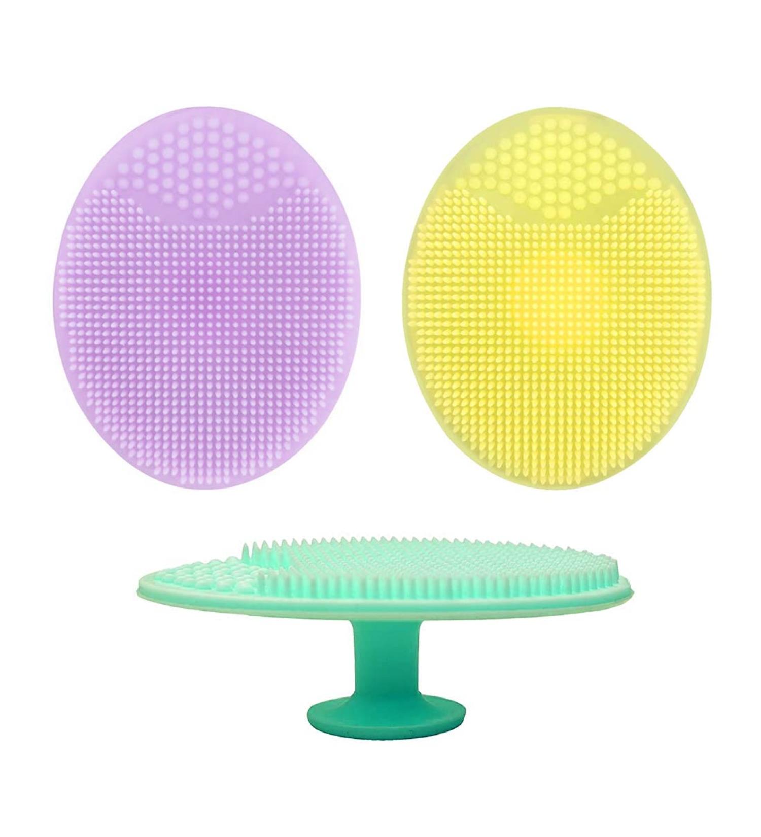 Sioppkik 3PCs Silicone Baby Bath Set & Adult Cleaning Brushes | Baby Shampoo Brush Face Scrubbing Peeling Tool | Ideal for Gentle Care - Buy Online on GoSupps.com