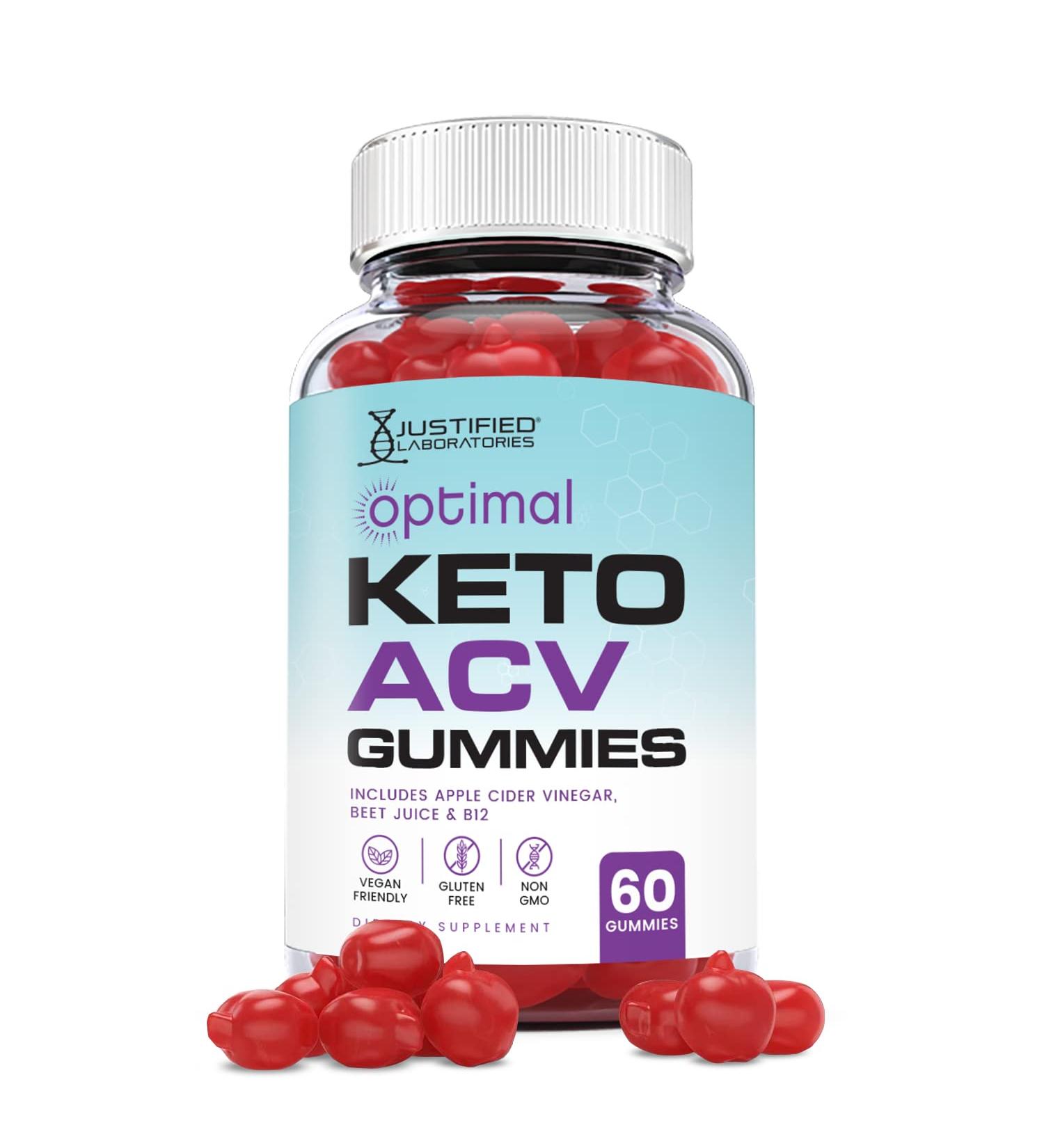 Justified Laboratories Optimal Keto ACV Gummies 1000MG Vegan Non GMO | Pomegranate Juice, Beet Root, B12 | 60 Gummys | 60 Count - Buy Online on GoSupps.com