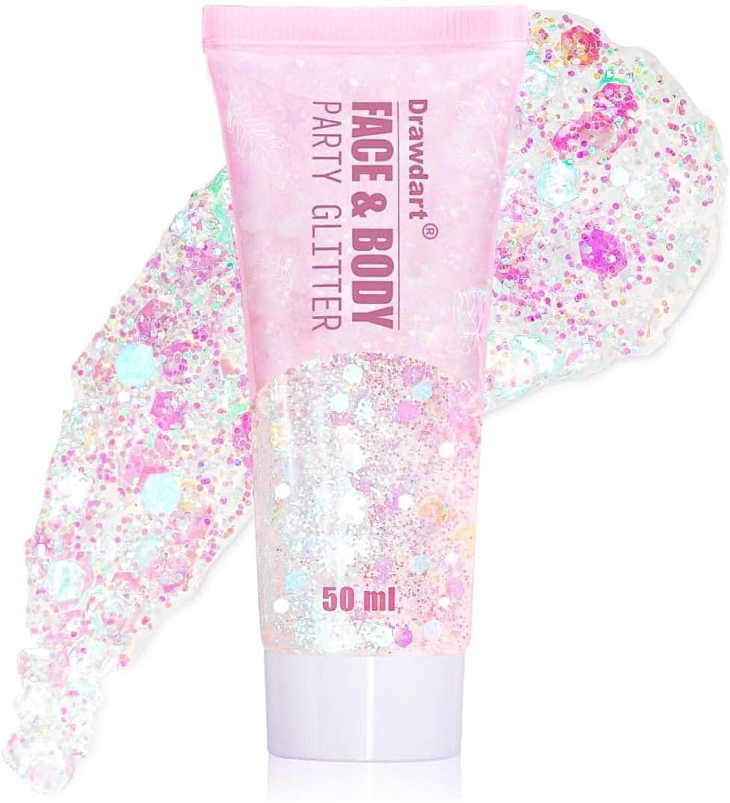 Face & Body Glitter Gel - Cosmetic-Grade Sparkling Glitter for Concerts Festivals & Raves | Vegan & Cruelty-Free - 50ml White - Buy Online on GoSupps.com