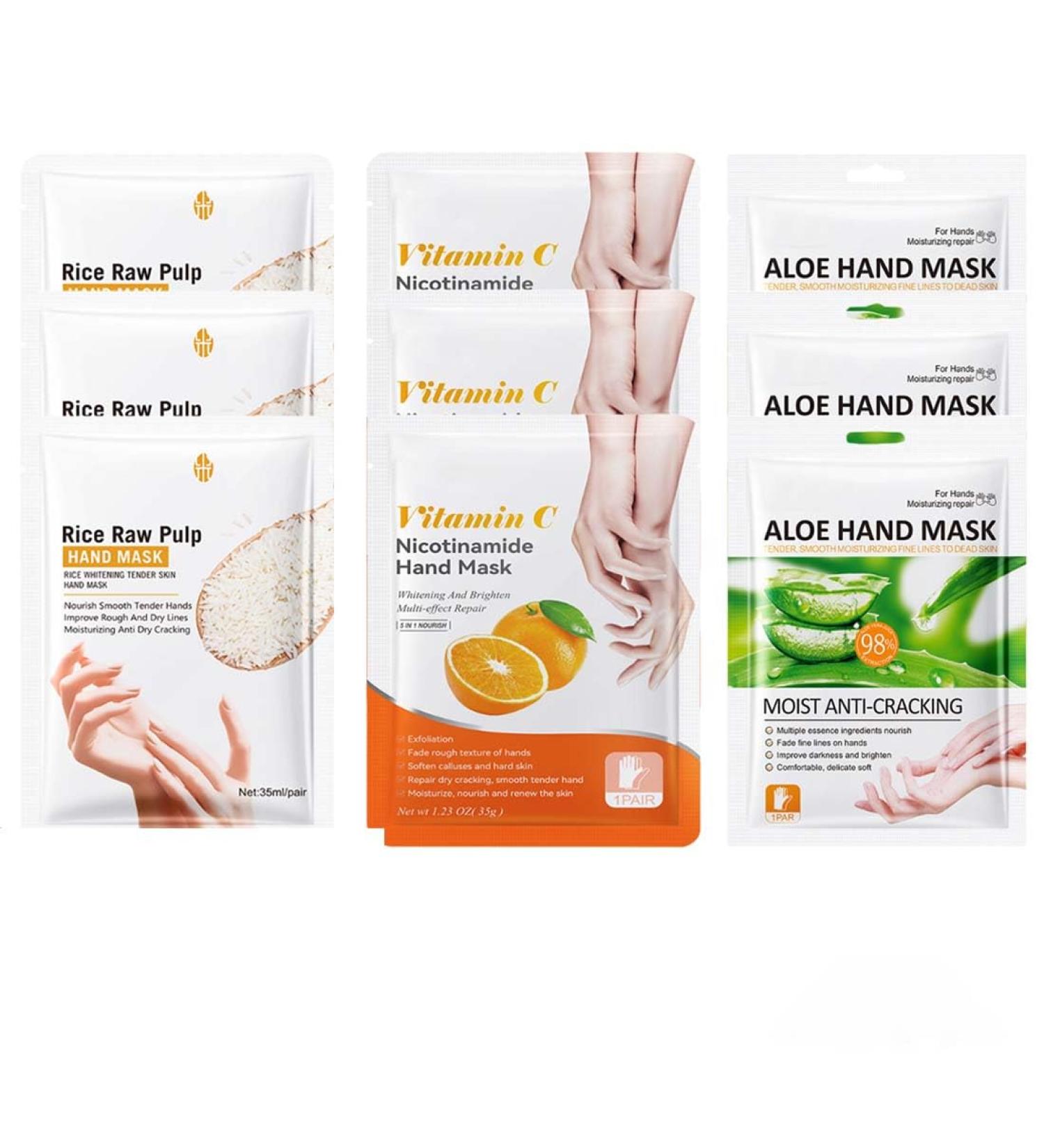 9 Pi ces Masque de Soin des Mains Gants Hydratants Pour les Mains S ches Nourrissante Anti- ge et Apaisante et Blanchissant 3 Saveurs Unisexe - Buy Online on GoSupps.com