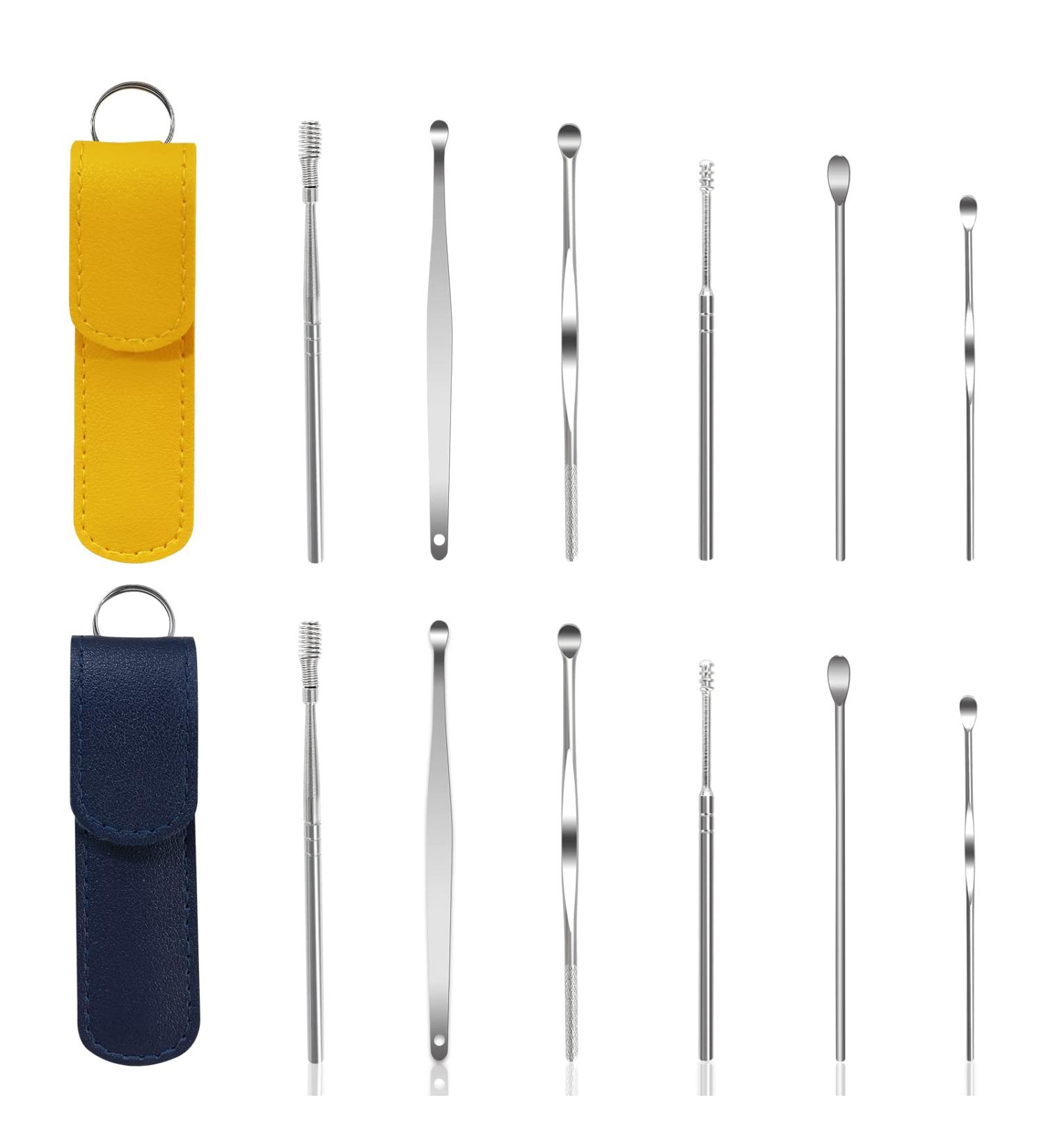 MEGXIT 2 Pack Spiral Stainless Steel Earwax Cleaner Tool Set with Leather Case - Reusable and Innovative Ear Cleansing Kit - Buy Online on GoSupps.com