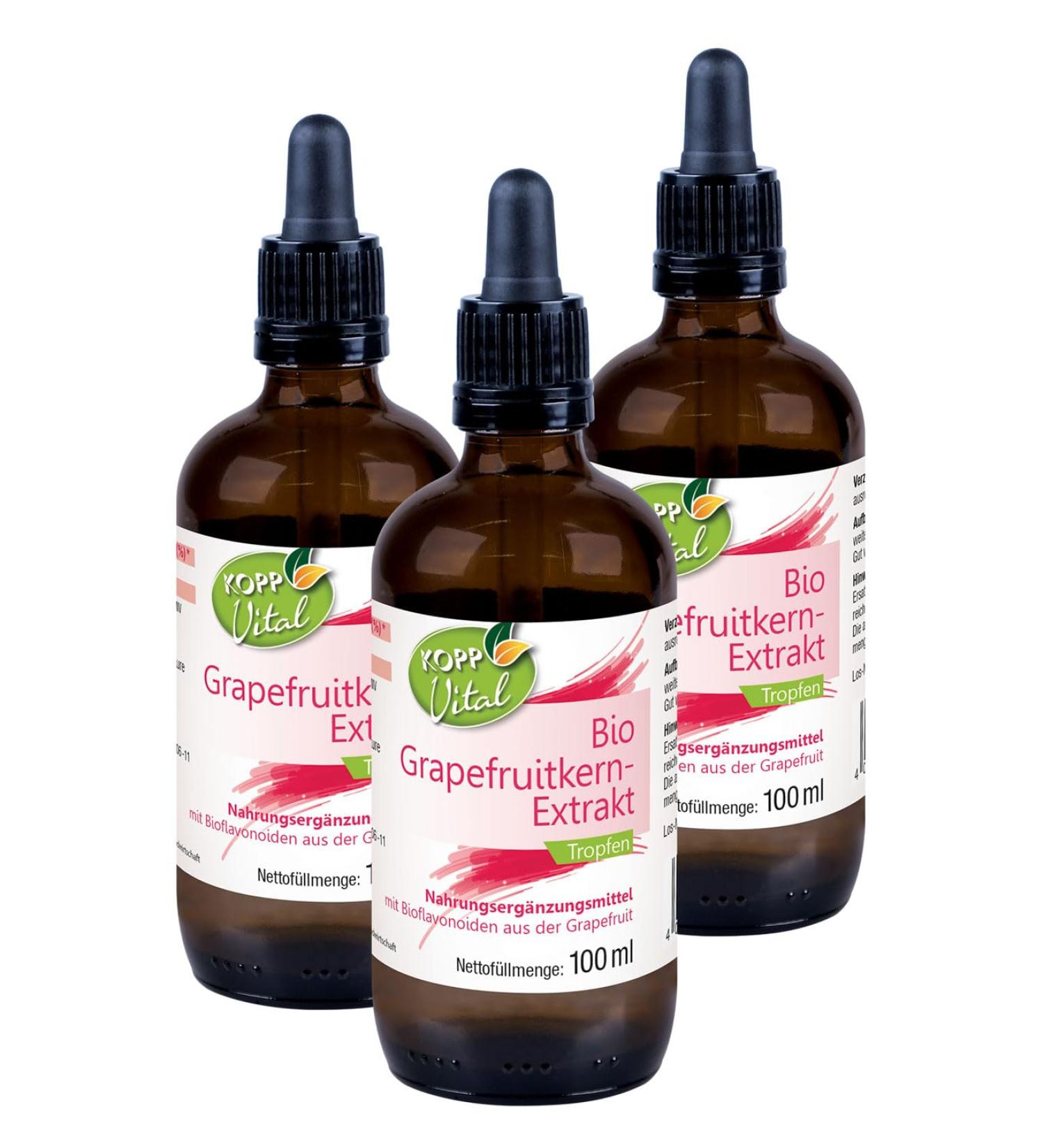 Kopp Vital Bio-Grapefruitkern Extract Drops | 3 x 100ml | Organic & Vegan | Boost Your Health with Bioflavonoids - Buy Online on GoSupps.com
