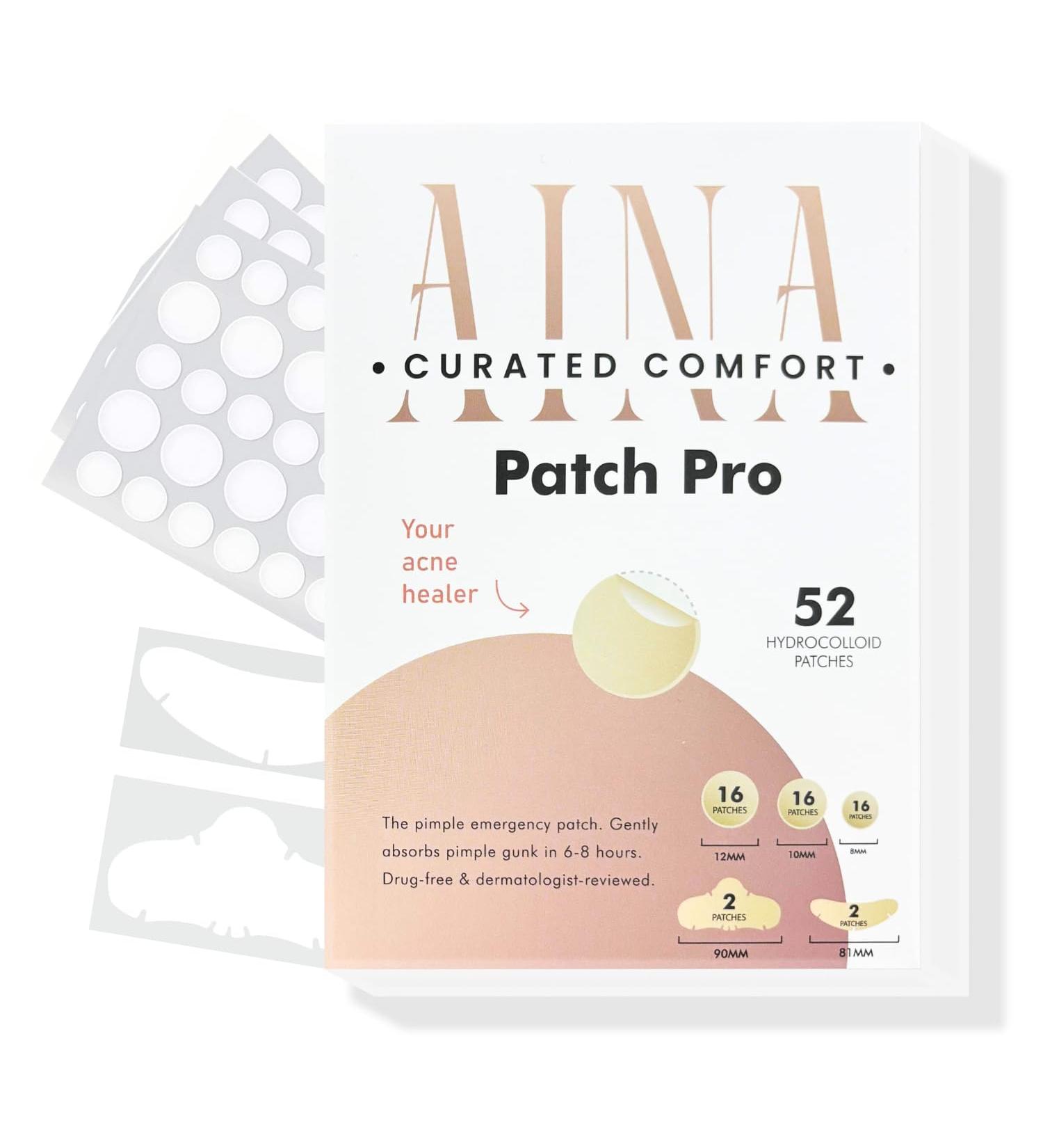 AINA Hydrocolloid Pimple Patches - Invisible Acne Spot Dots | Clear Natural Zit Patches | 48 Dots + Bonus Chin & Nose Patches - Buy Online on GoSupps.com