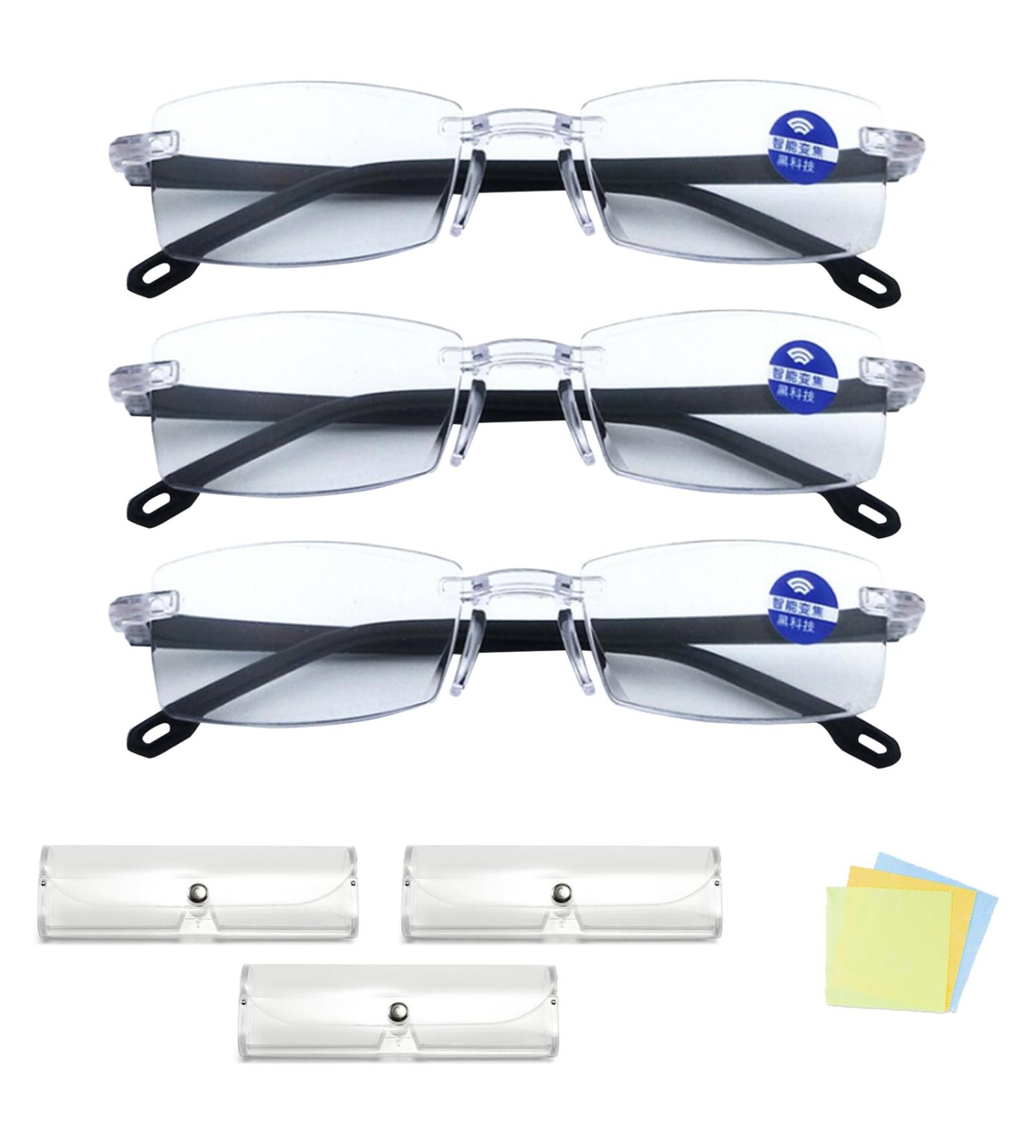 GMXJGZ Autozoom Reading Glasses - 3 Pieces Intelligent Zoom Color Change Glasses for Men & Women | Clear Focus & Automatic Adjustment | Includes Glasses Case & Cloth - Buy Online on GoSupps.com