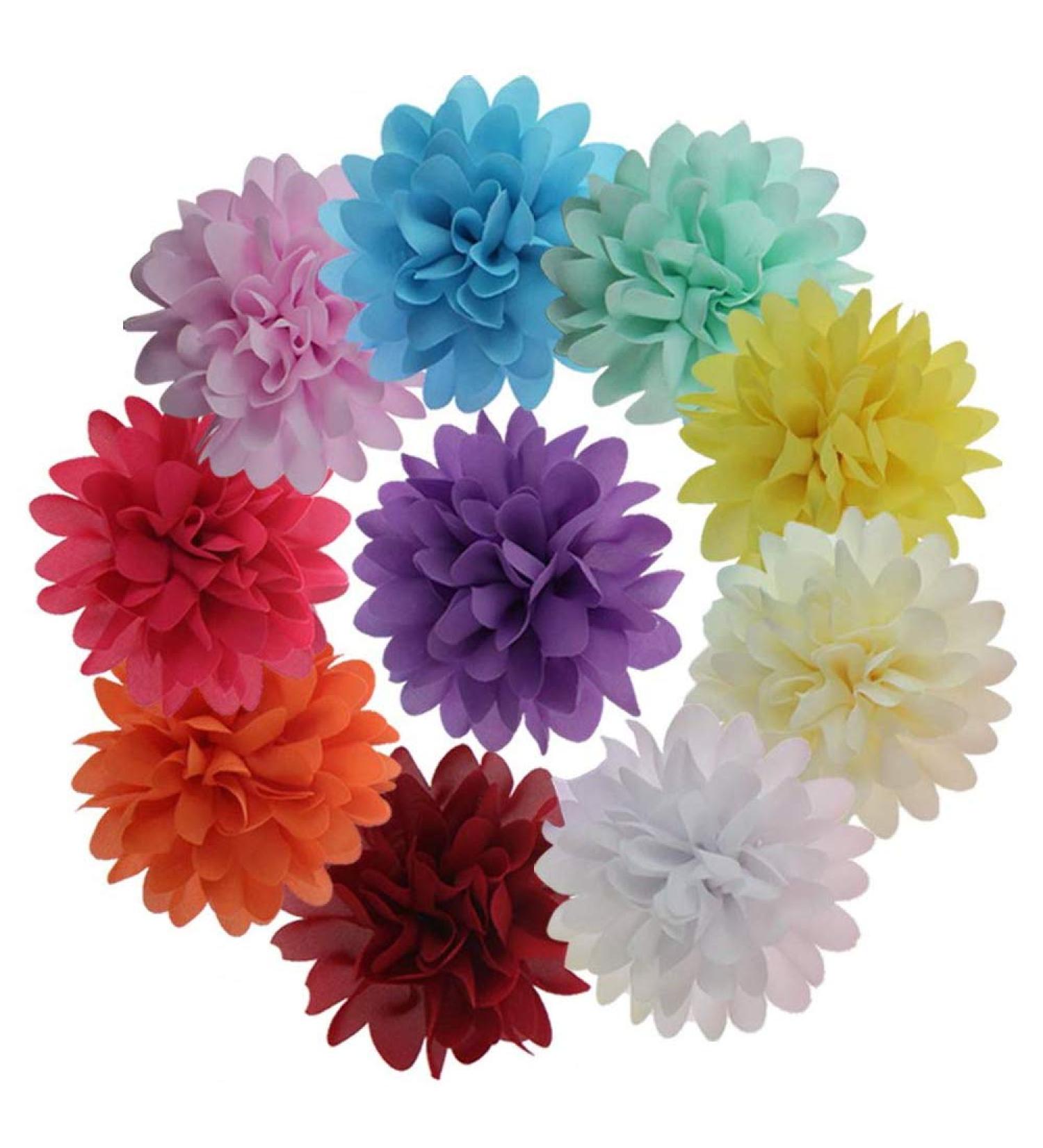 Pack of 10 Chiffon Flower Design Alligator Hair Clips - Stylish & Durable for All Hair Types - Buy Online on GoSupps.com