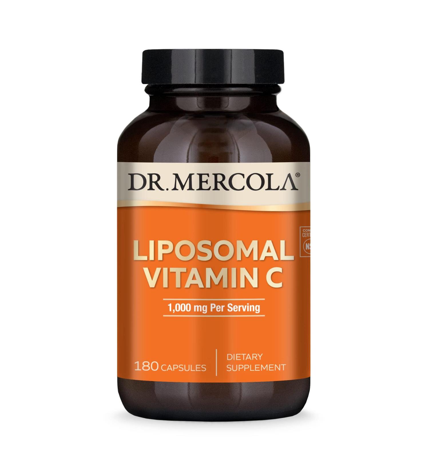 Dr. Mercola Liposomal Vitamin C - Brain, Heart, Eye & Immune Support - Provides 1,000 mg of Bioavailable Vitamin C - Non-GMO, Gluten-Free & Soy-Free - 180 Capsules (90 Servings) 180 Count (Pack of 1) - Buy Online on GoSupps.com