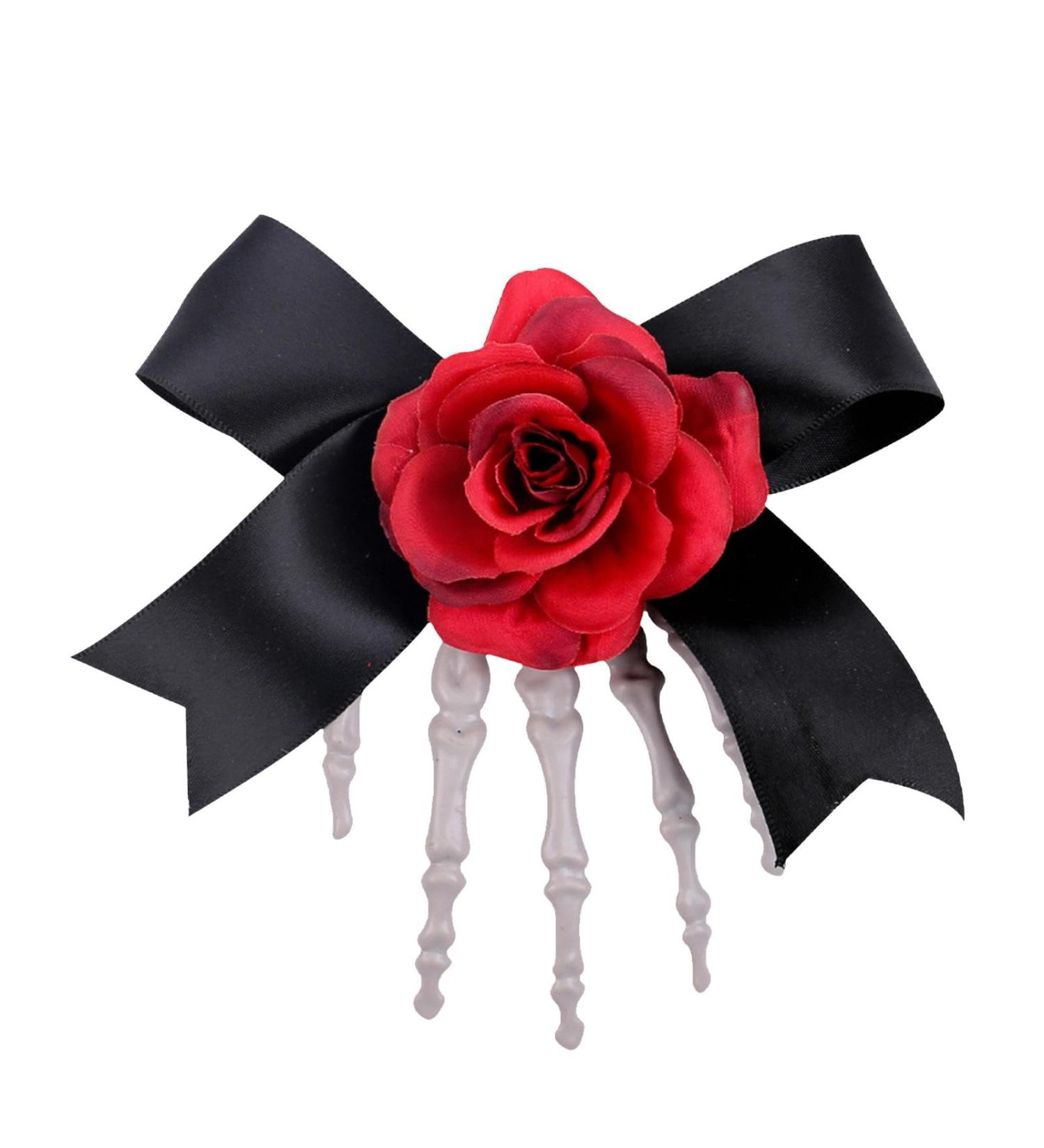 Halloween Skeleton Claws Hair Clips Funny Halloween Hair Clip Skull Skeleton Hands Bones Hand Hair Clip - Skull Skeleton Hands Bone Hair Clip with Flower Skull Hand Clips for dic red - Buy Online on GoSupps.com