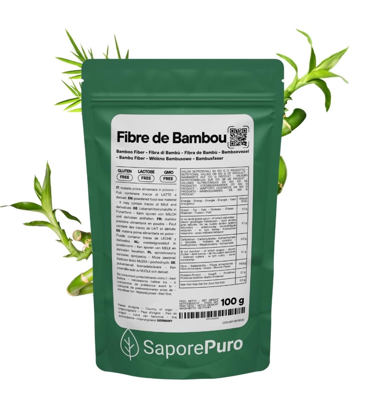 SaporePuro Food Grade Bamboo Fiber - 100 gr - Low Carb Flour - Buy Online on GoSupps.com
