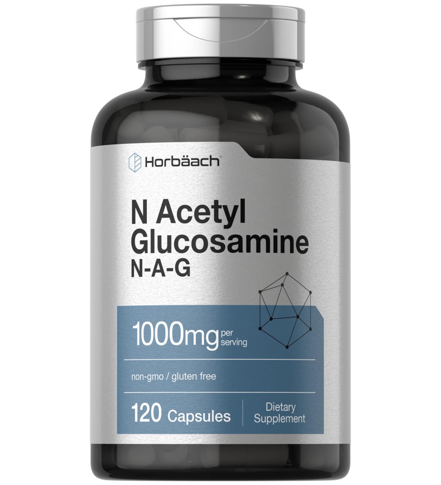 Horbaach N-Acetyl Glucosamine 1000 mg | 120 Capsules | N-A-G Supplement Pills | Non-GMO & Gluten Free - Buy Online on GoSupps.com