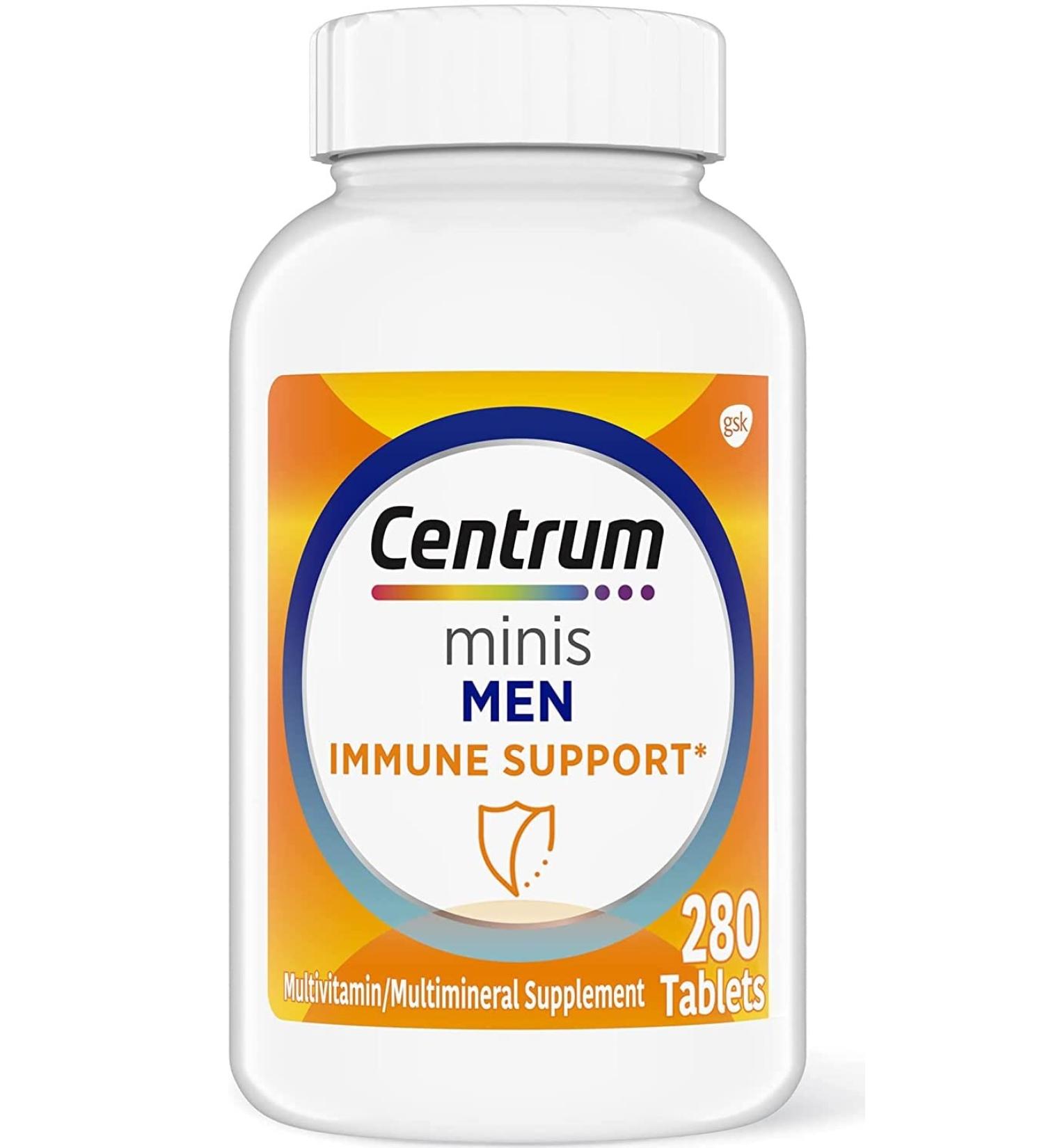 Centrum Minis Men's Daily Multivitamin with Zinc and Vitamin C - 140 Day Supply, 280 Mini Tablets - Buy Online on GoSupps.com