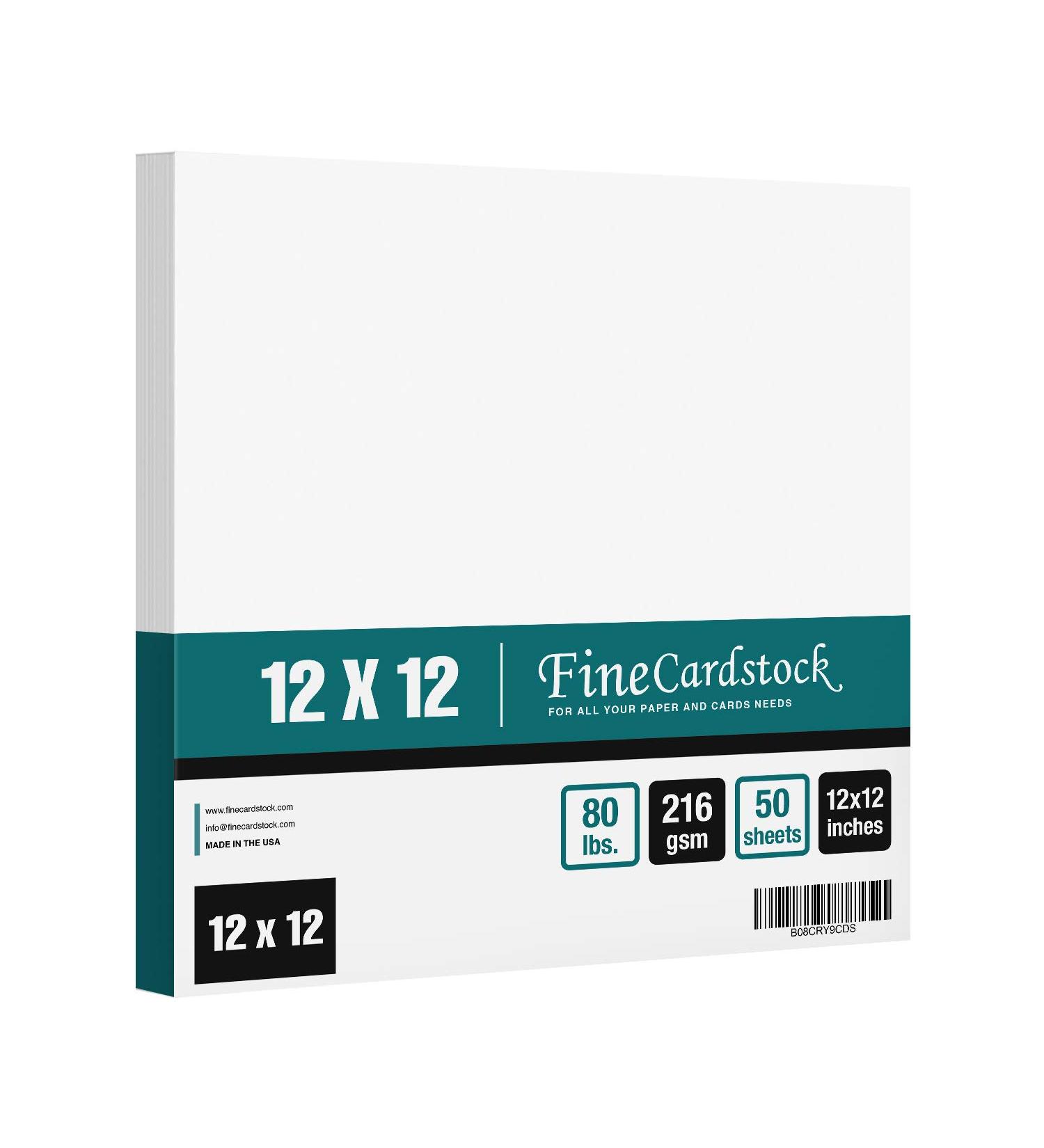 12 x 12 Square Cardstock | 80lb Cover White Thick Card Stock Paper - Smooth Finish | For Scrapbooking Arts and Crafts Wedding Invitations Bussines Cards | 50 Cards Per Pack 12 x 12 Inches - Buy Online on GoSupps.com