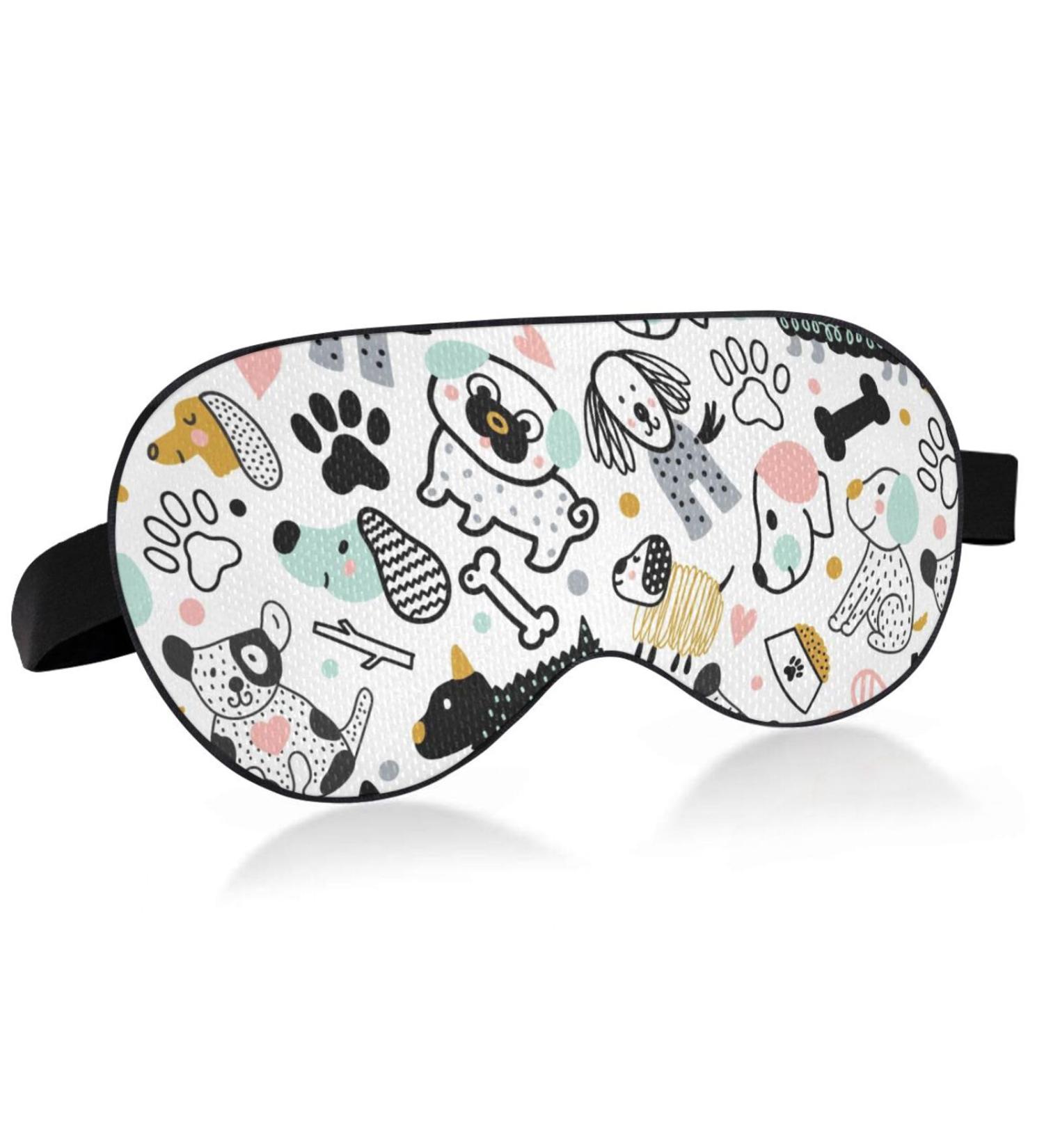 Adjustable Light Blocking Eye Mask for Deep Sleep | Haskirky Breathable Adult Men and Women Travel Mask | Ideal for Business Trips, Yoga, Meditation | Cute Cartoon Dogs Design - Buy Online on GoSupps.com