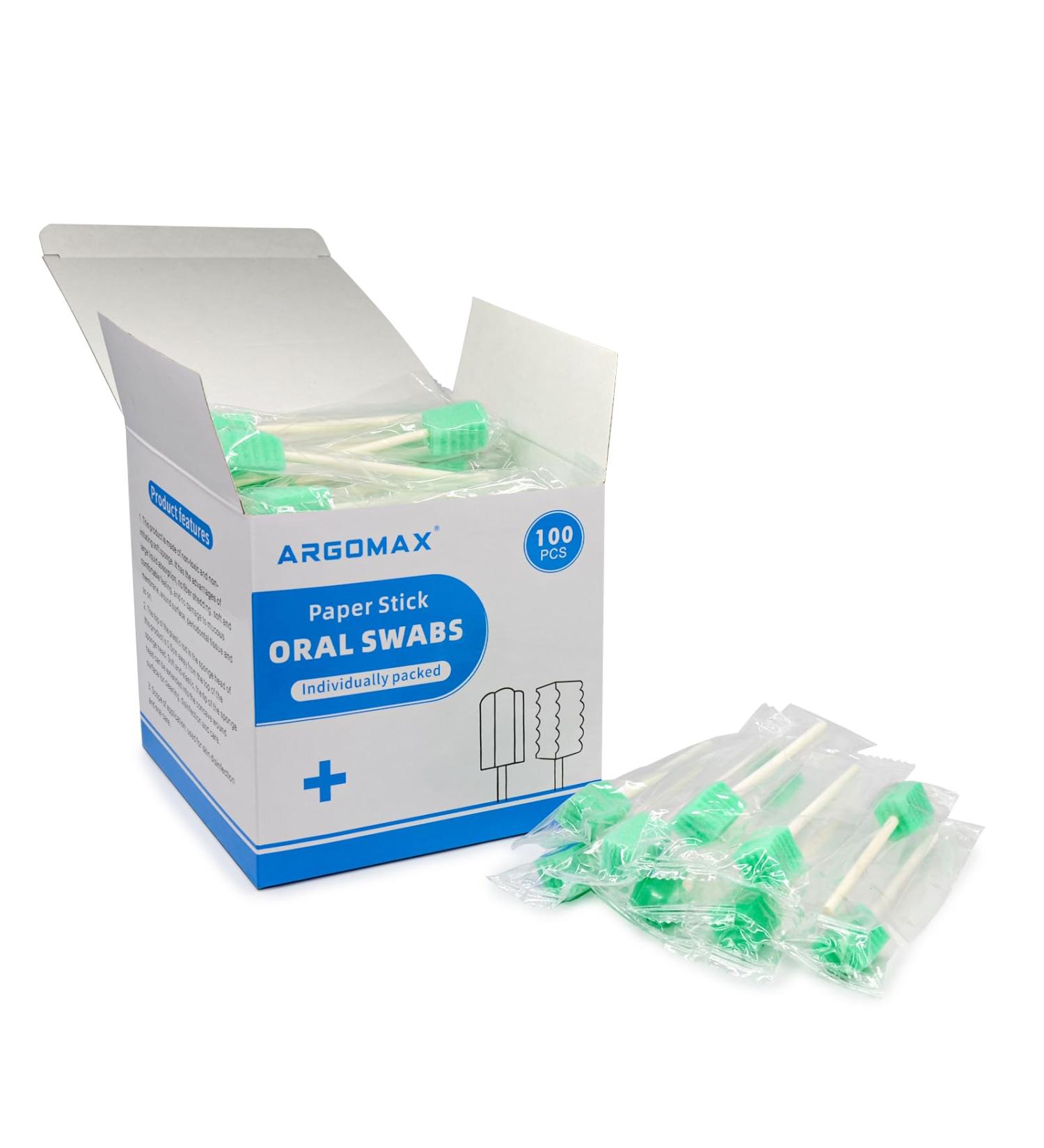 Argomax Oral Sponges Swabs - 100 Pcs Cyan Oral Care Foam Cleaning Mouth Swabs for Hygiene - Buy Online on GoSupps.com