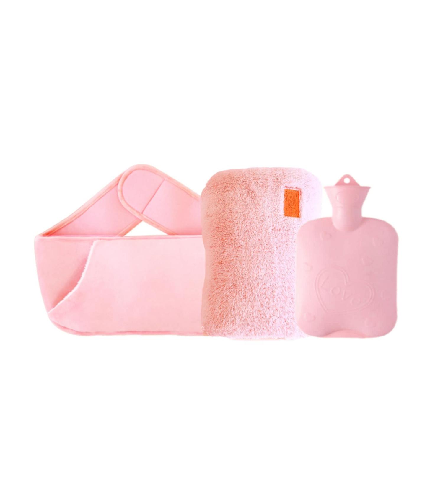Hot Water Bag with Waist Cover - Pain Relief for Neck, Shoulders, Menstrual Cramps - 3 Sets of Hot Water Pouch with Plush Belt Cover (Pink) - Buy Online on GoSupps.com