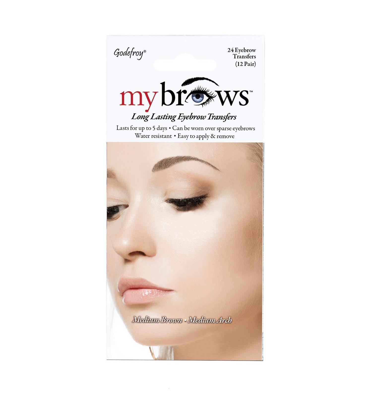 Godefroy MyBrows Long Lasting Eyebrow Transfers - Medium Arch Medium Brown (12 Pairs) - Buy Online on GoSupps.com