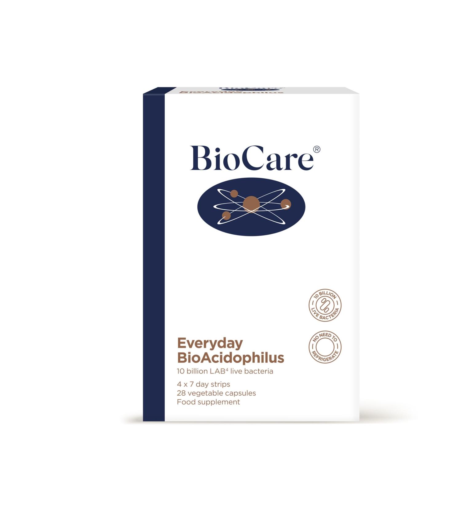 BioCare Everyday BioAcidophilus Capsules - 10 Billion LAB4 Live Bacteria (28ct) - Buy Online on GoSupps.com
