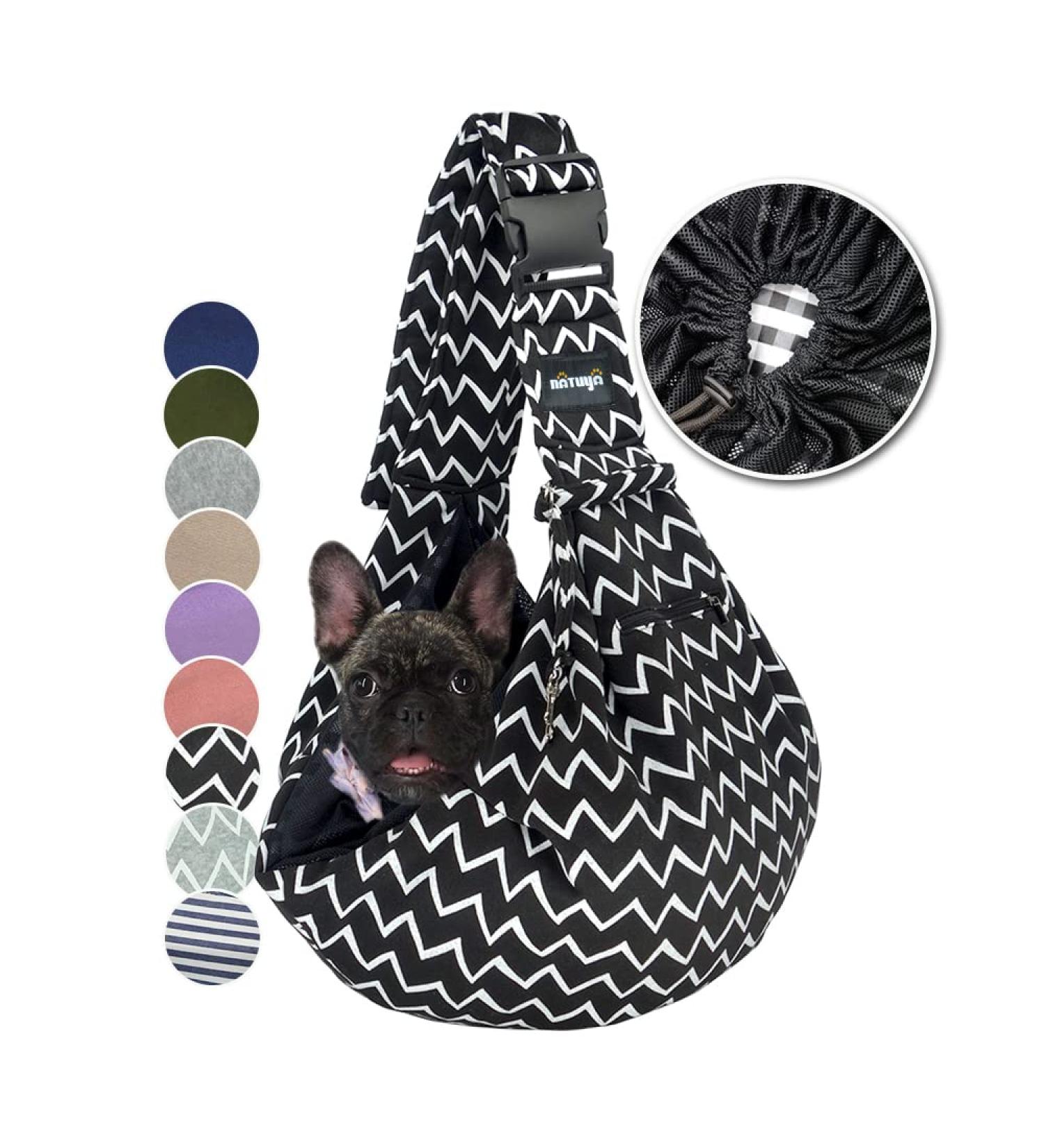 Shop Natuya Hands-Free Dog Carrier Bag - Black Waves for Pets 5-15 lbs | Ideal Cat & Dog Travel Bag with Pockets - Buy Online on GoSupps.com