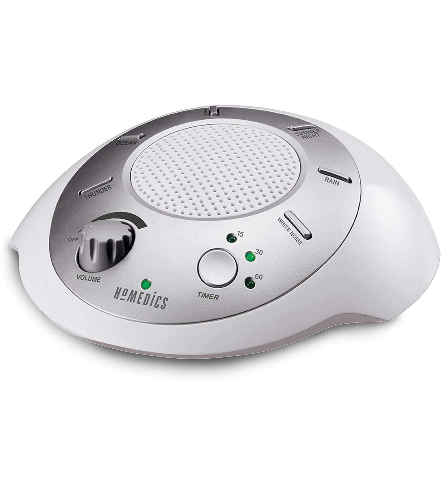 Homedics SoundSleep White Noise Machine - Portable Small Travel Sound Therapy with 6 Nature Sounds for Home, Office, Nursery - Silver - Buy Online on GoSupps.com