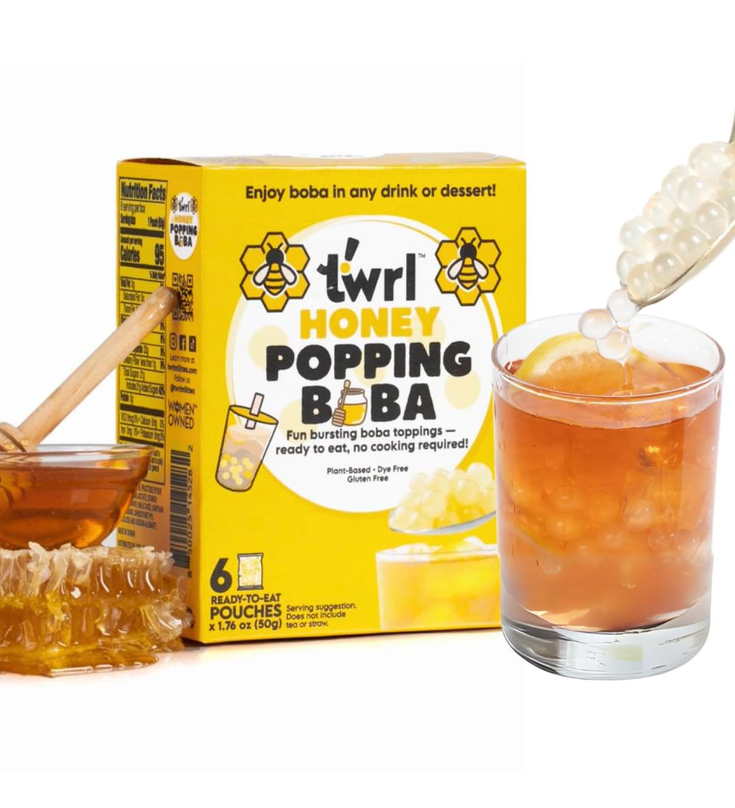 Twrl Honey Popping Pearls for Bubble Tea | Cafe-Style Bursting Juice-Filled Toppings | Plant-Based Gluten-Free 6 Servings - Buy Online on GoSupps.com