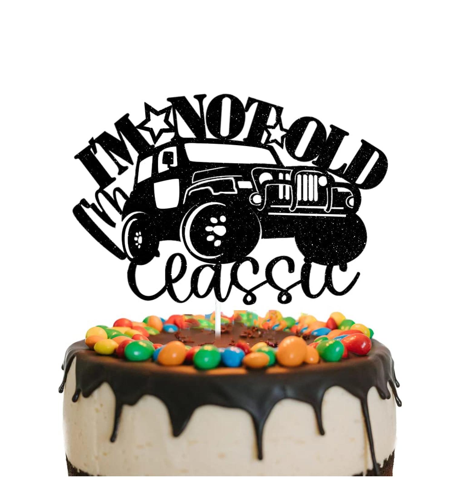 I'm Not Old I'm Classic Cake Topper Black Glitter Vintage Car Classic Car Birthday Cake Topper for Men 40th 50th 60th 70th 80th 90th Birthday Decoration Party Supplies - Buy Online on GoSupps.com