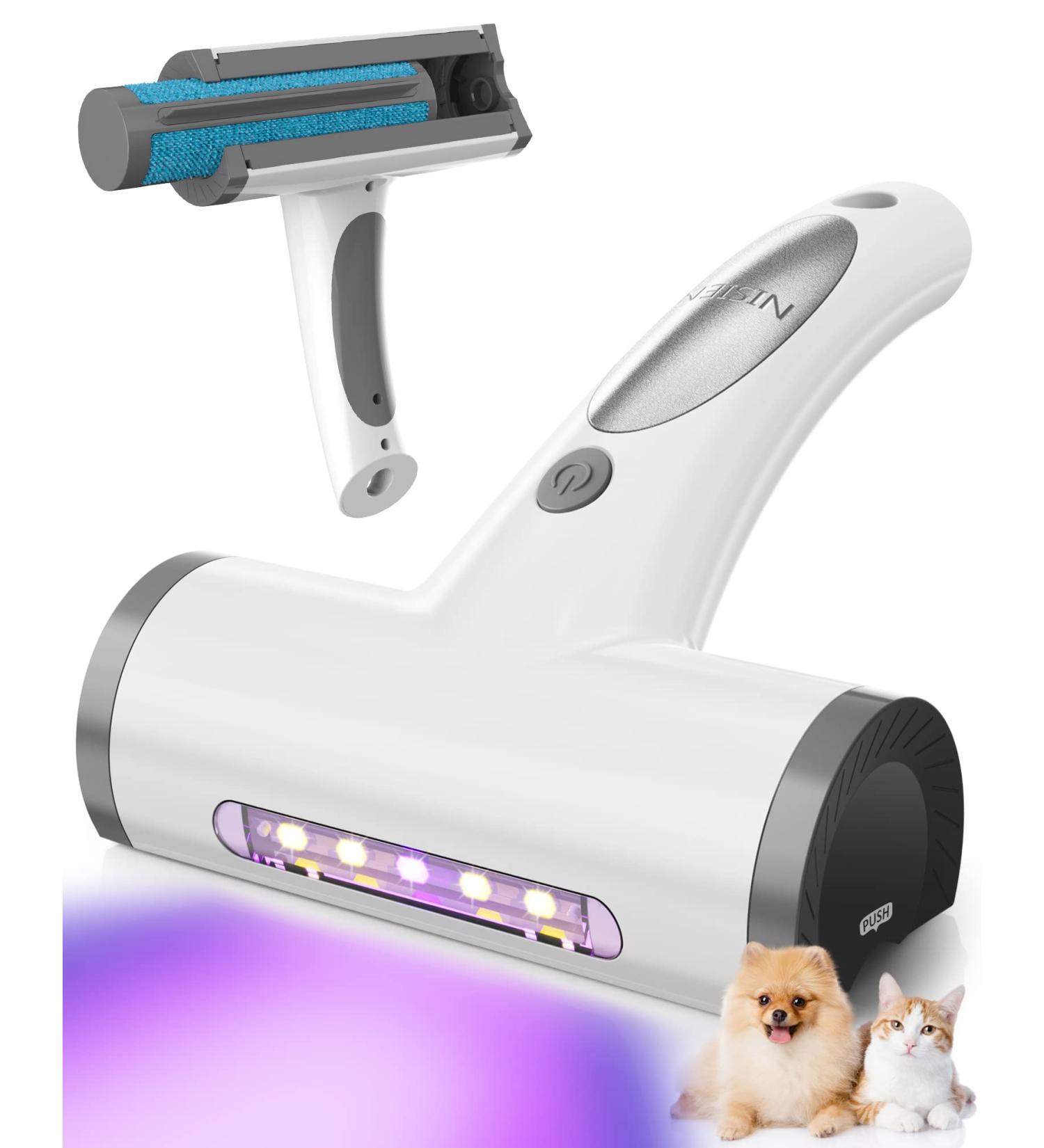 NISIEN Pet Hair Remover Roller with LED Detector Lights - Reusable Lint Rollers for Furniture, Clothes, Carpet - Dog & Cat Fur Removal Tool - Buy Online on GoSupps.com