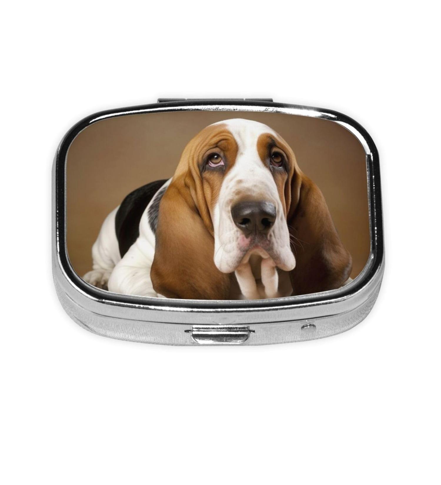 Basset Hound Pill Case - 2 Compartment Cute Travel Organizer | Perfect Purse Gift for Pet Lovers - Buy Online on GoSupps.com