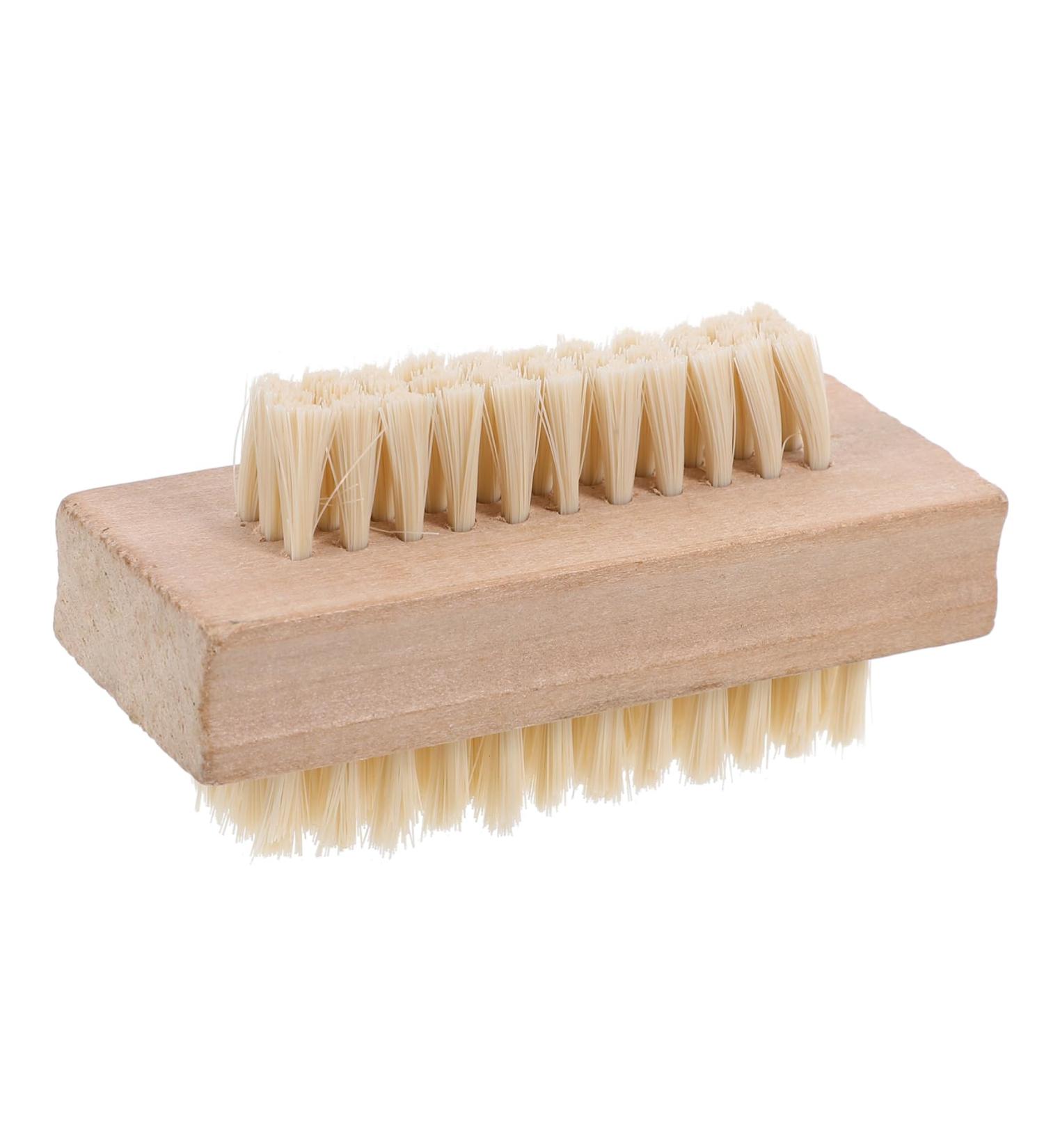 Wooden Cleaning Finger Nail Brush with Pig Bristles - Double-Sided Fingernail Brush Non-Slip Nails Scrubber for Scrubbing Fingernails and Toes - Buy Online on GoSupps.com