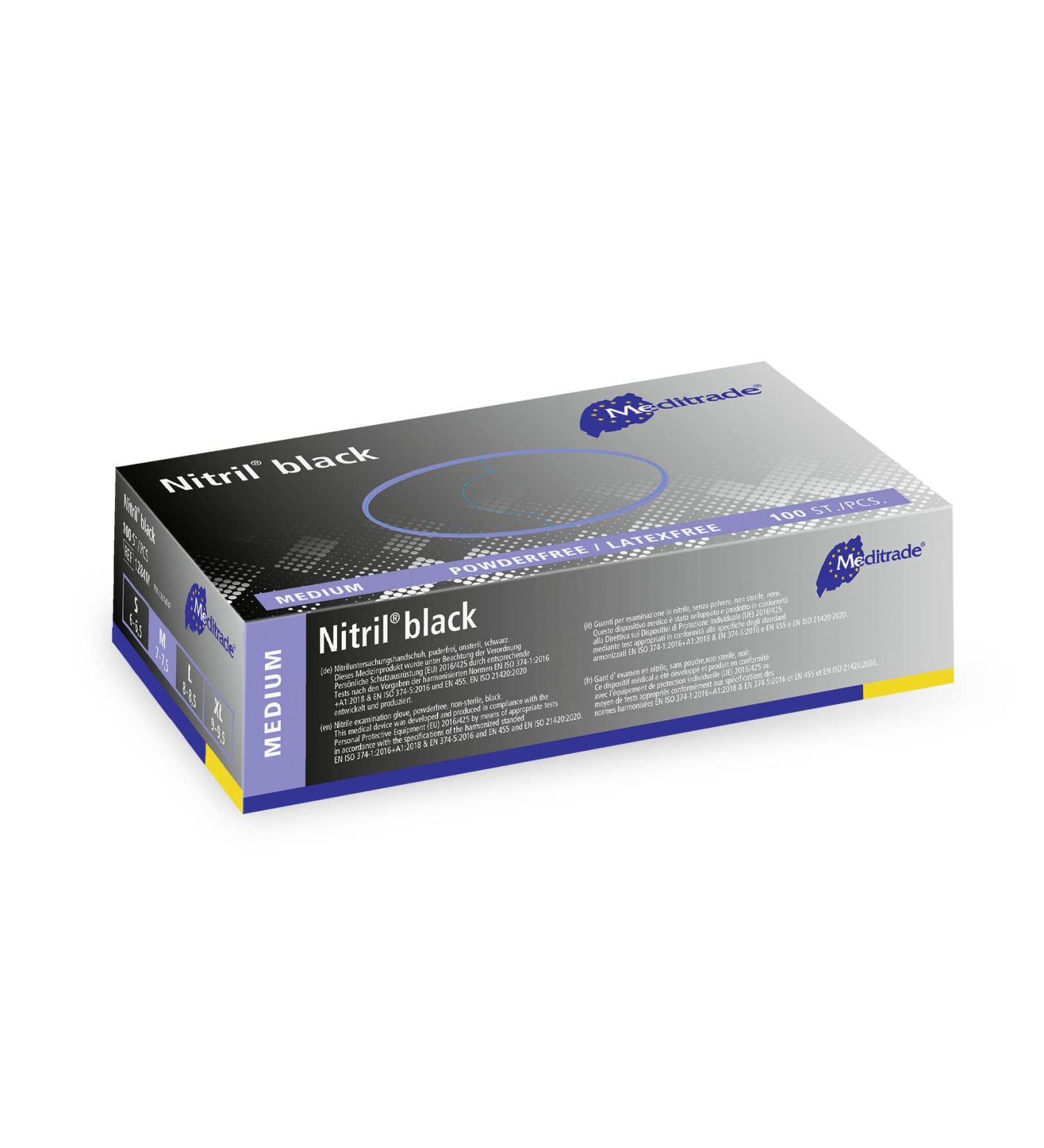 MediTrade 1284M Black Nitrile Examination Gloves - Medium Size - Buy Online on GoSupps.com